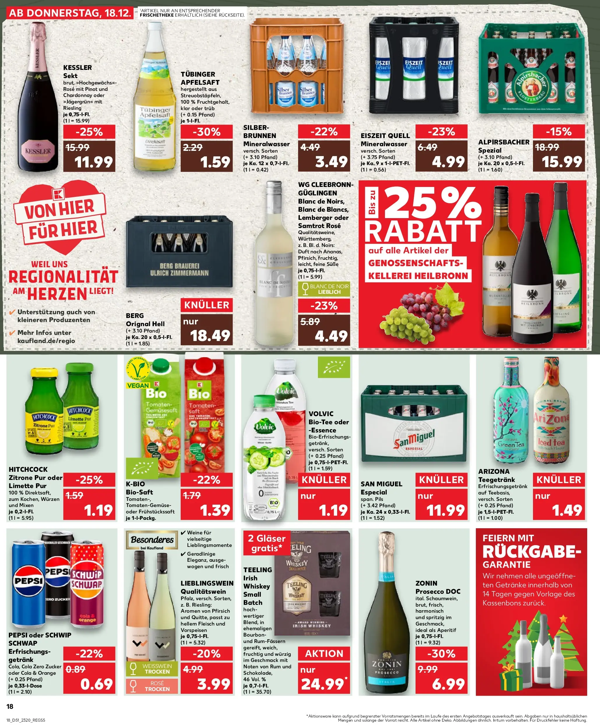 Prospekt Kaufland ab 18.12.2025 » Angebote Online zum Blättern | Seite: 18 | Produkte: Rum, Zucker, Bourbon, Volvic