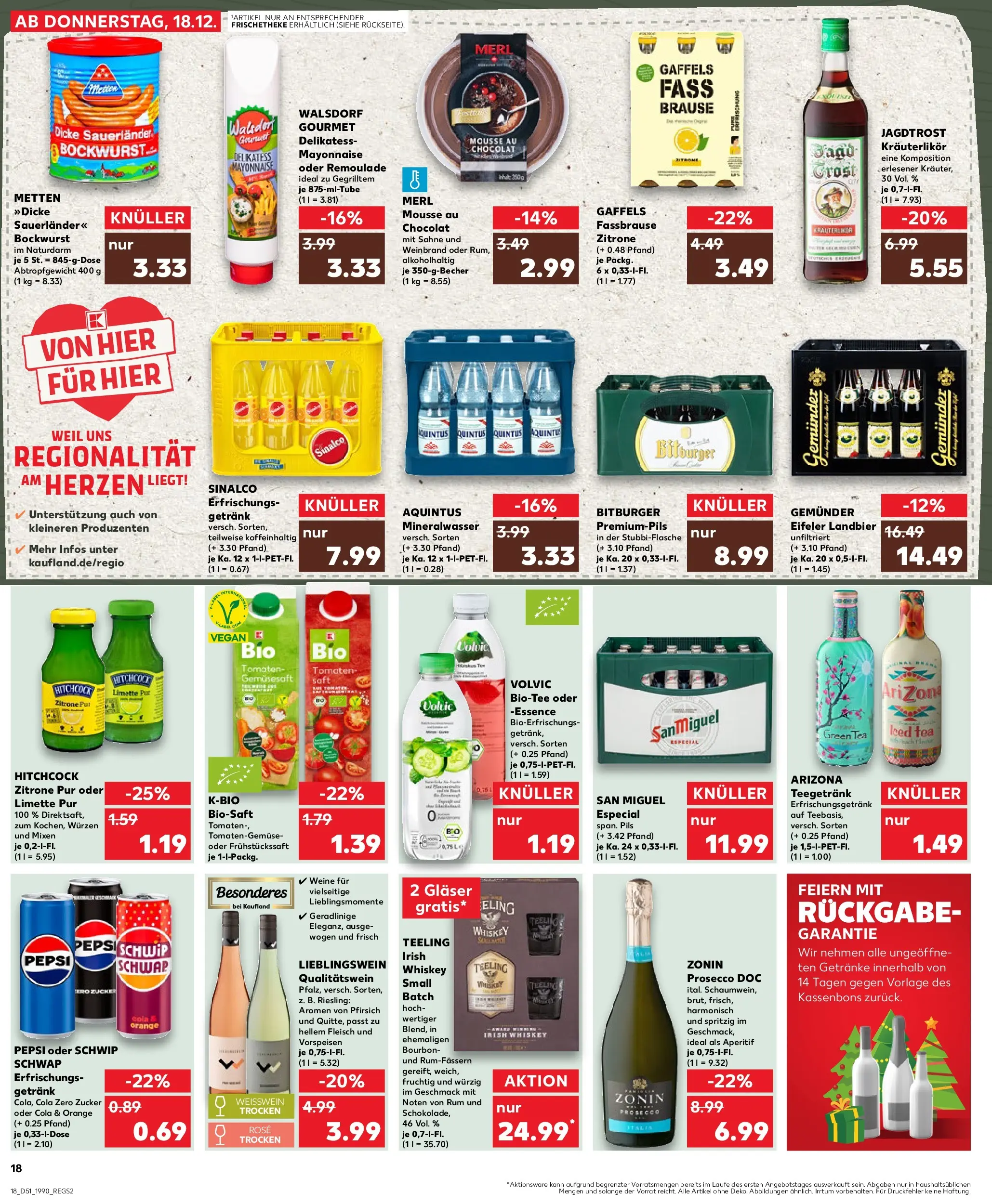 Prospekt Kaufland ab 18.12.2025 » Angebote Online zum Blättern | Seite: 18 | Produkte: Tomaten, Prosecco, Zucker, Fleisch