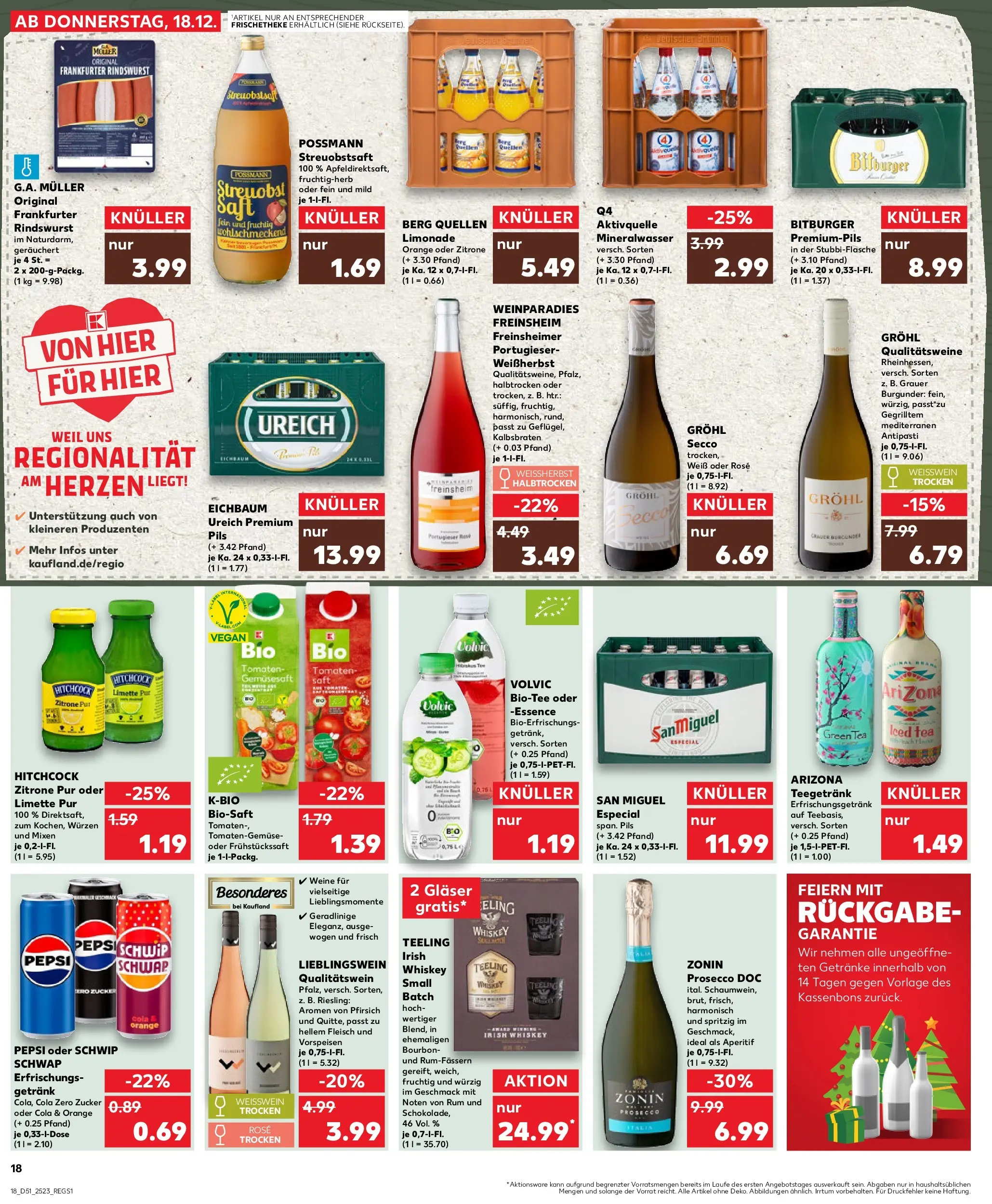 Prospekt Kaufland ab 18.12.2025 » Angebote Online zum Blättern | Seite: 18 | Produkte: Bitburger, Rum, Zitrone, Whiskey