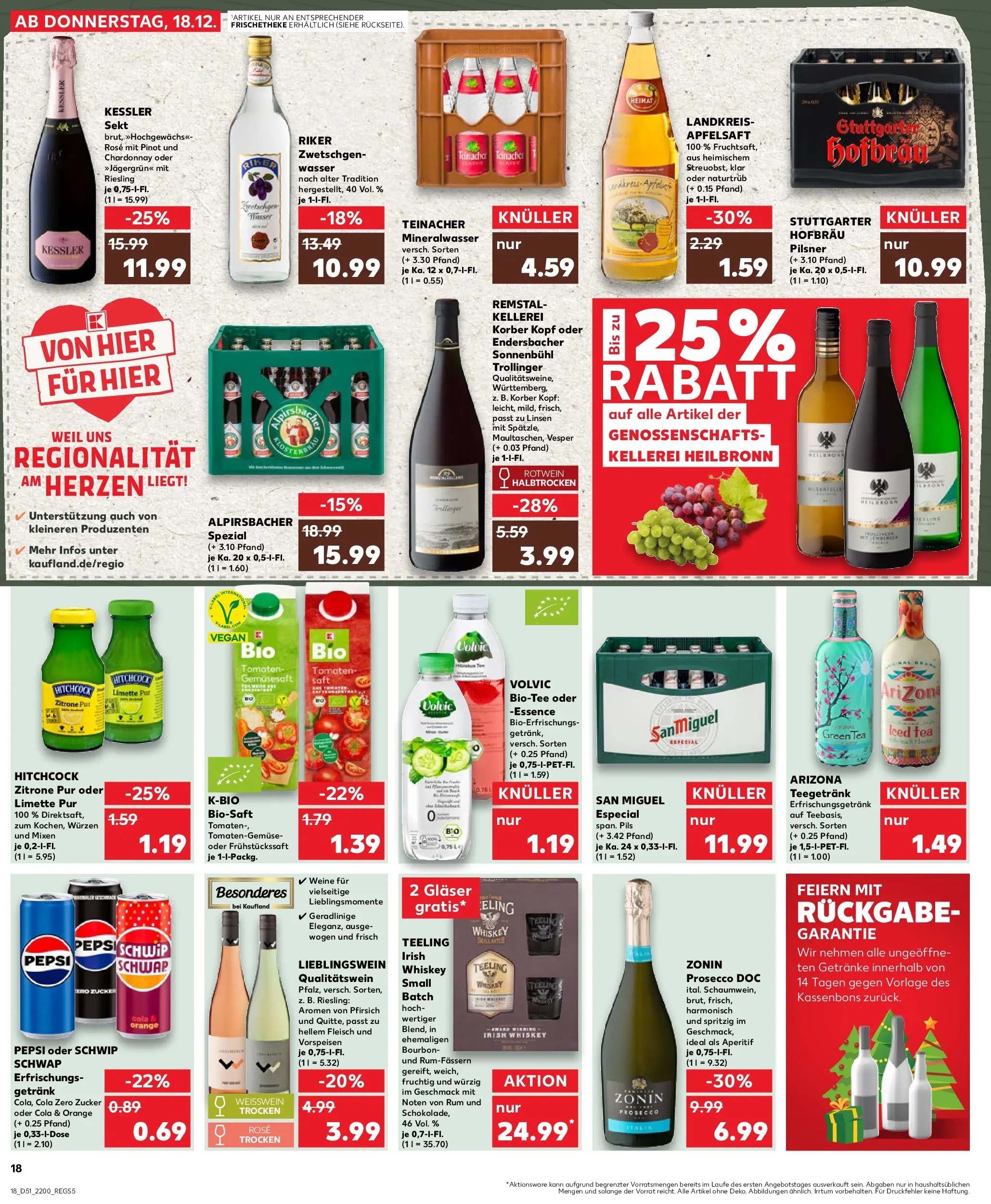 Prospekt Kaufland ab 18.12.2025 » Angebote Online zum Blättern | Seite: 18 | Produkte: Cola, Mineralwasser, Apple, Whiskey