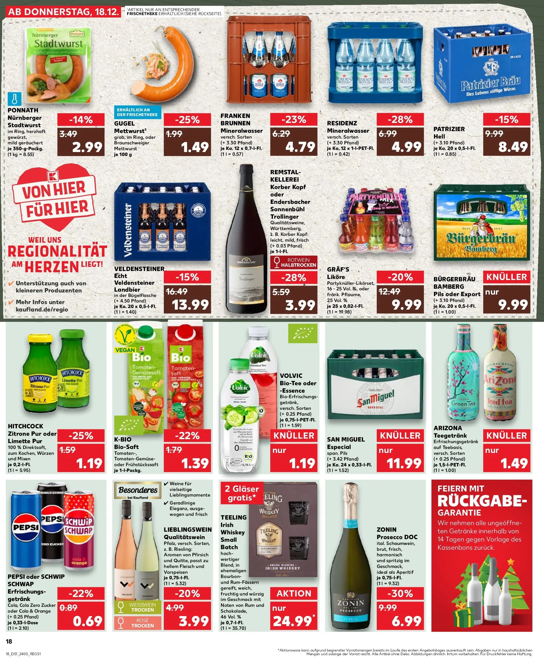 Prospekt Kaufland ab 18.12.2025 » Angebote Online zum Blättern | Seite: 18 | Produkte: Schwip schwap, Mineralwasser, Prosecco, Zucker