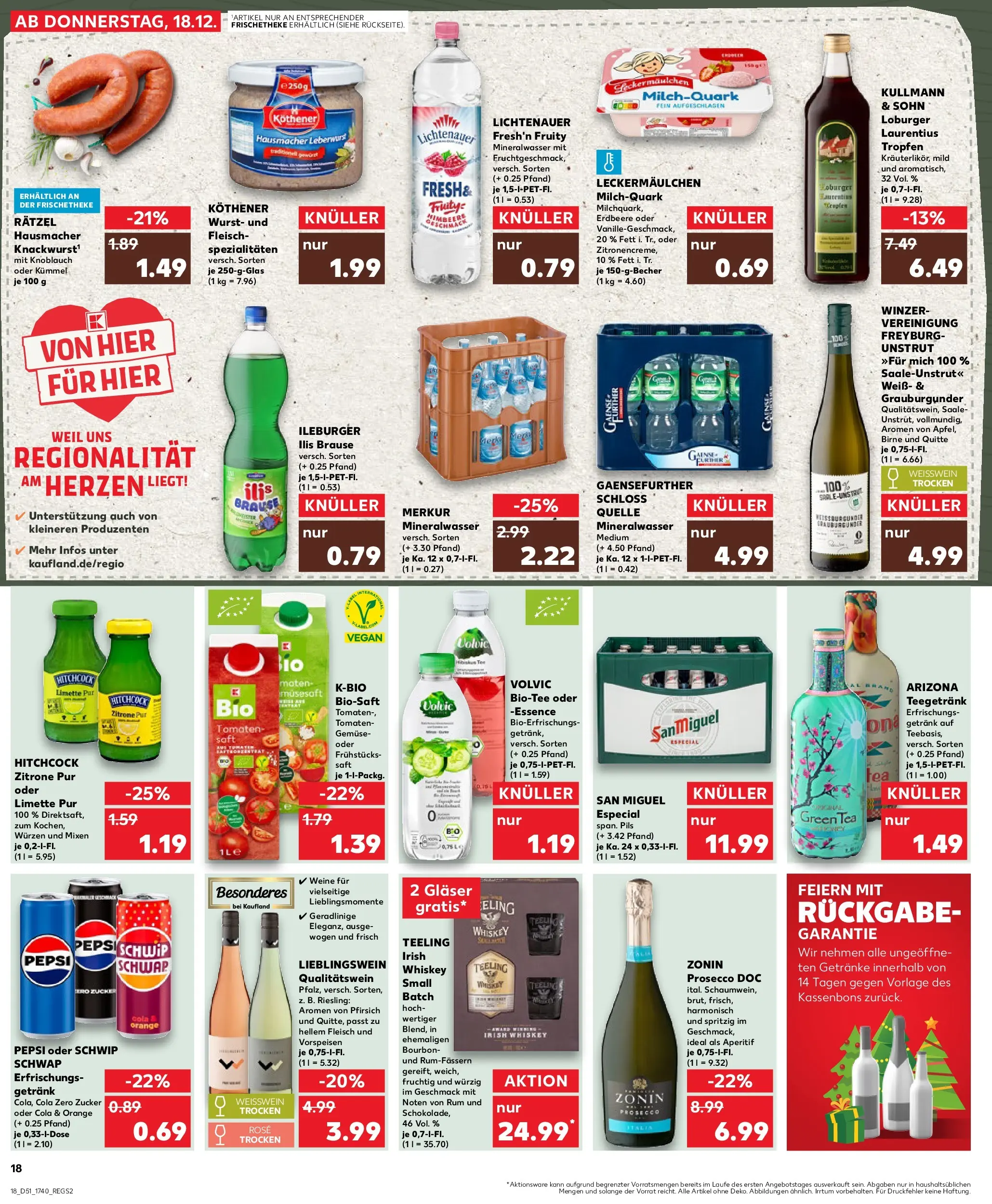 Prospekt Kaufland ab 18.12.2025 » Angebote Online zum Blättern | Seite: 18 | Produkte: Schwip schwap, Gemüse, Zucker, Volvic