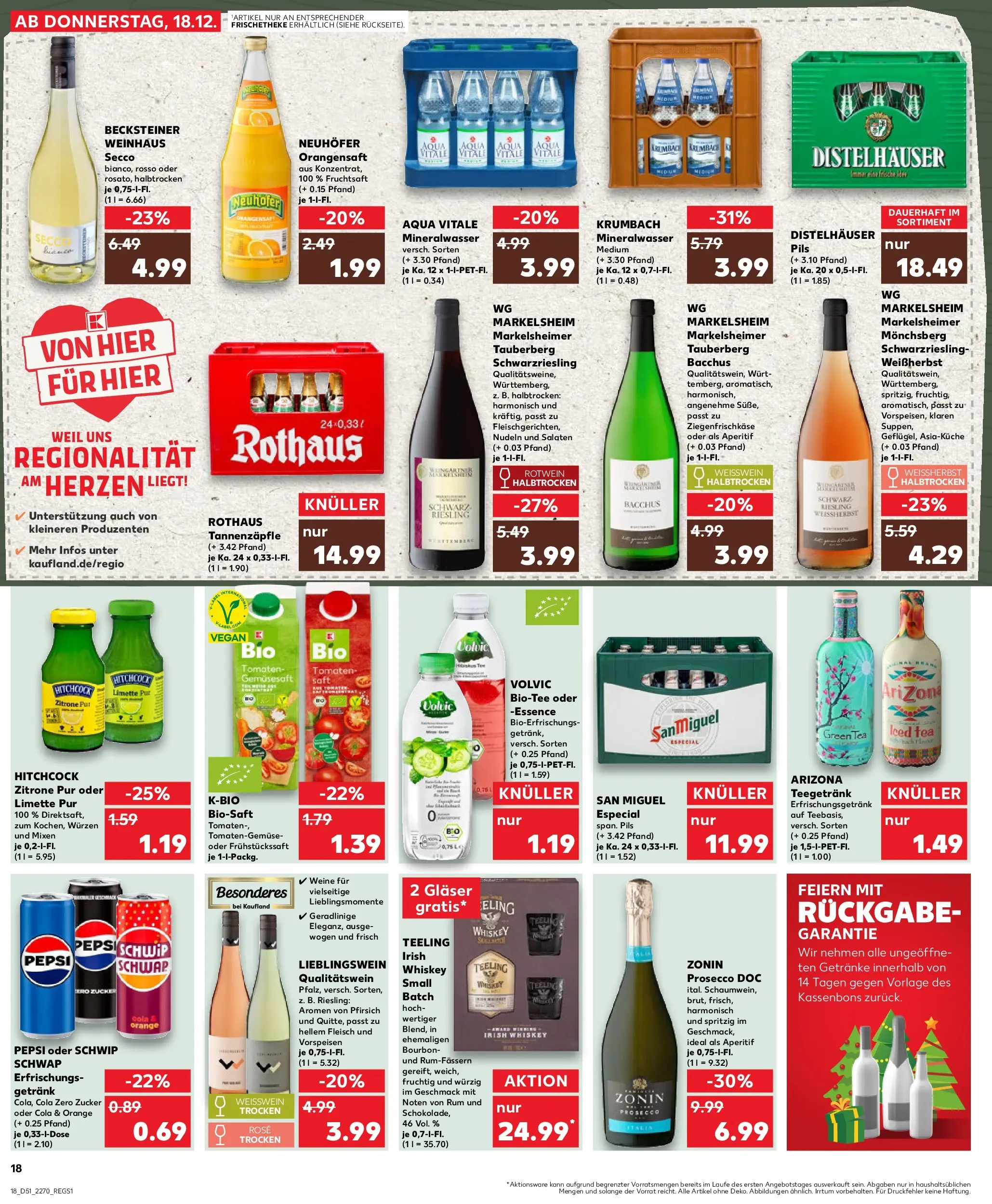 Prospekt Kaufland ab 18.12.2025 » Angebote Online zum Blättern | Seite: 18 | Produkte: Rotwein, Zitrone, Fruchtsaft, Fleisch