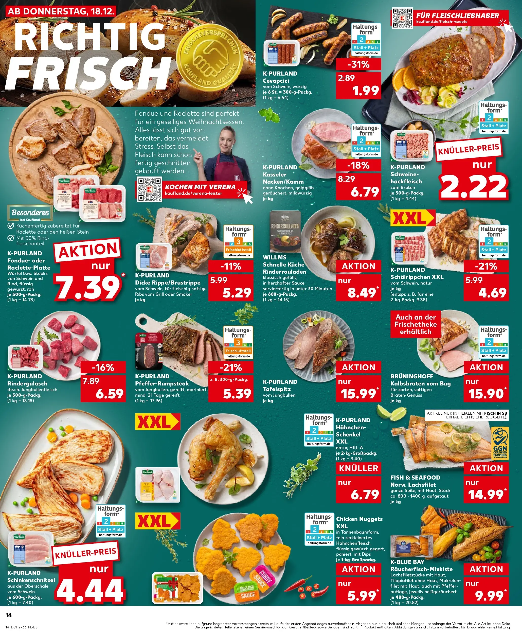 Prospekt Kaufland ab 18.12.2025 » Angebote Online zum Blättern | Seite: 14 | Produkte: Grill, Cevapcici, Fisch, Raclette