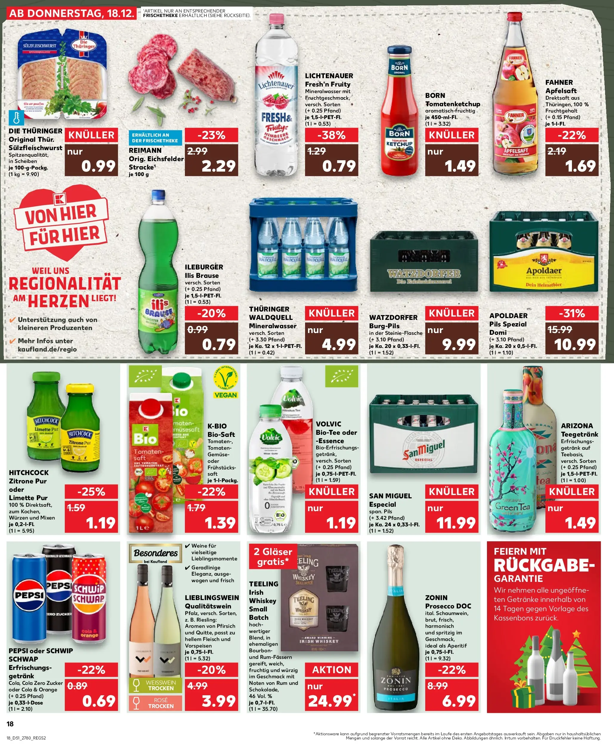 Prospekt Kaufland ab 18.12.2025 » Angebote Online zum Blättern | Seite: 18 | Produkte: Pils, Prosecco, Gemüse, Pfirsich