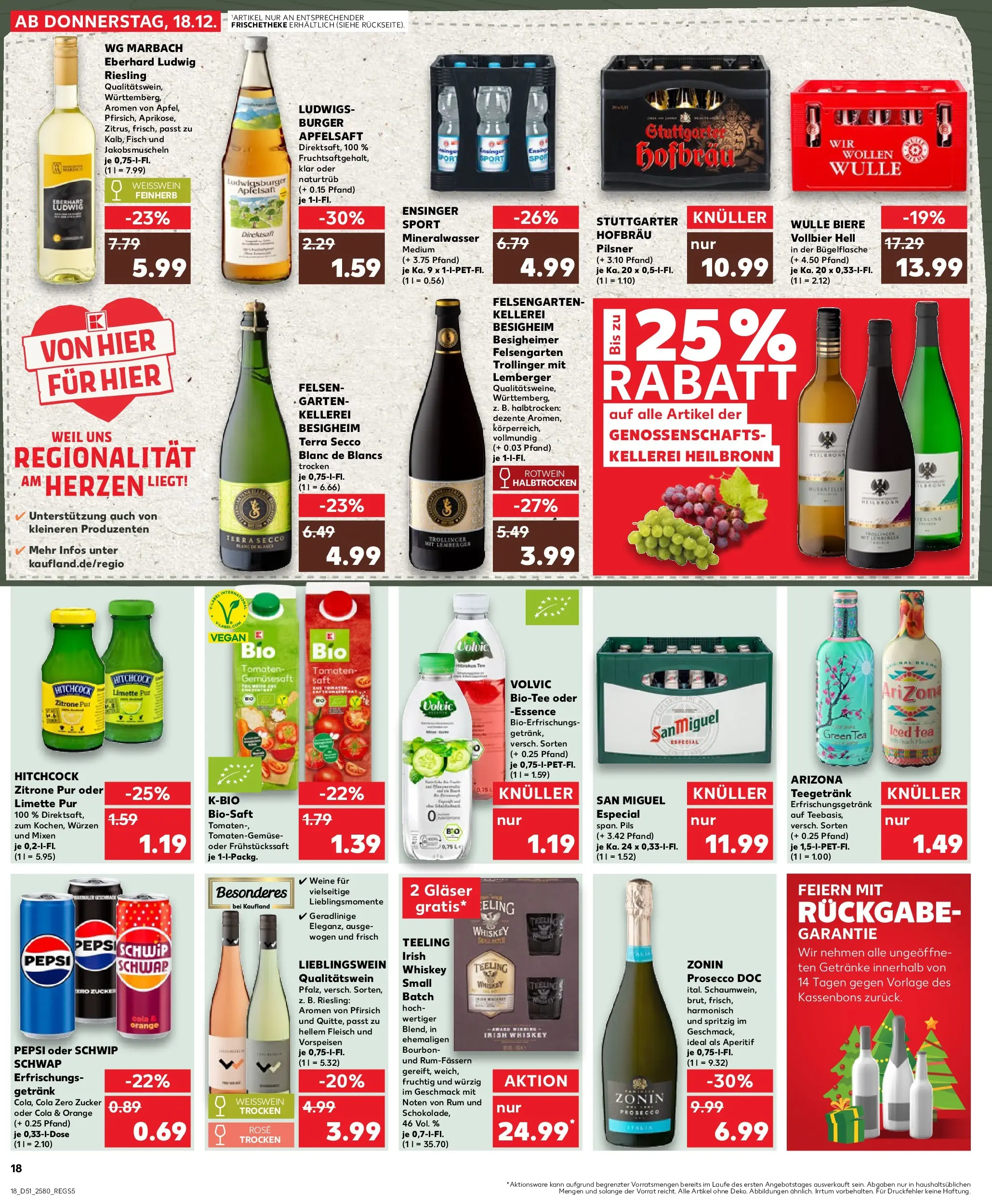 Prospekt Kaufland ab 18.12.2025 » Angebote Online zum Blättern | Seite: 18 | Produkte: Pils, Burger, Mineralwasser, Tee