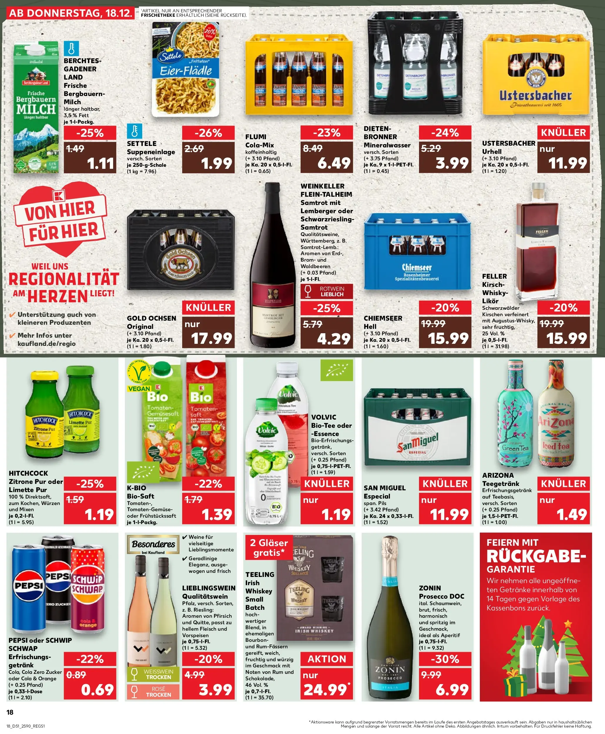 Prospekt Kaufland ab 18.12.2025 » Angebote Online zum Blättern | Seite: 18 | Produkte: Cola, Schwip schwap, Prosecco, Volvic