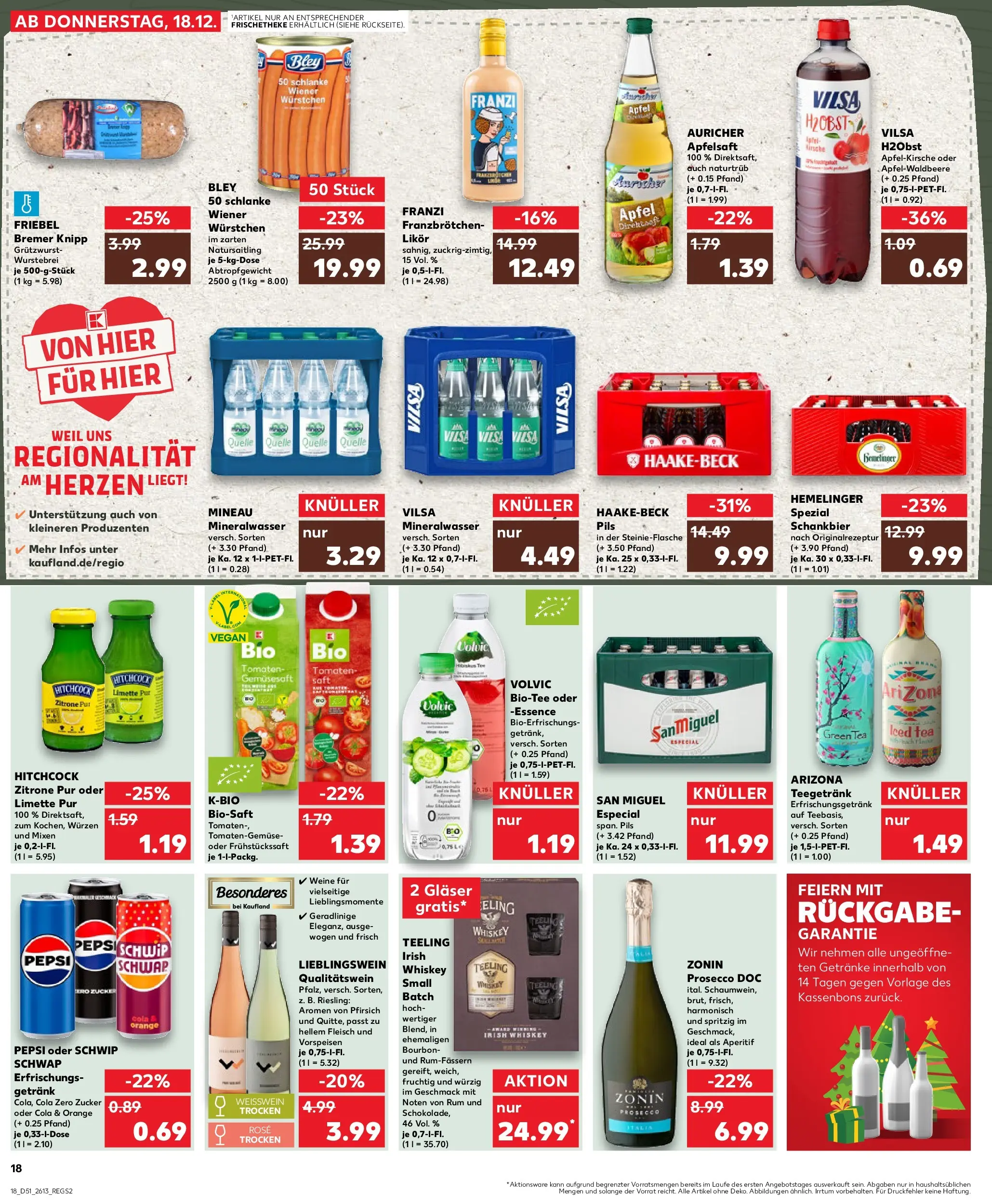 Prospekt Kaufland ab 18.12.2025 » Angebote Online zum Blättern | Seite: 18 | Produkte: Likör, Äpfel, Zucker, Volvic