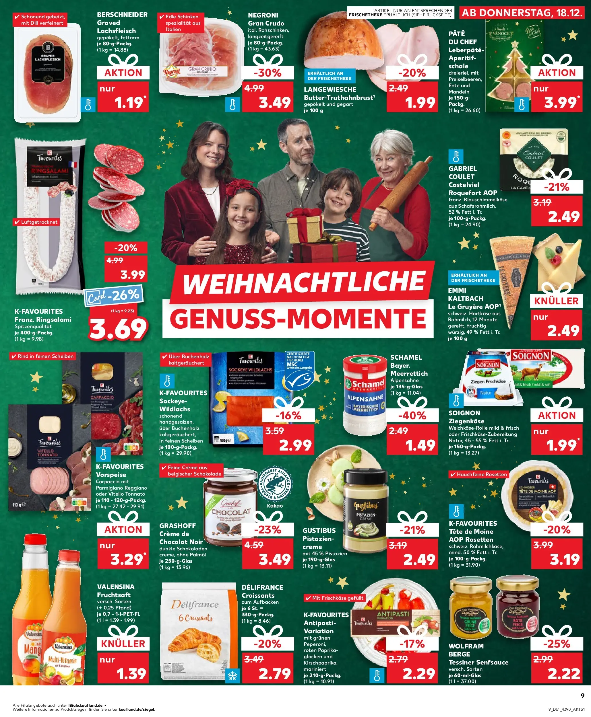 Prospekt Kaufland ab 18.12.2025 » Angebote Online zum Blättern | Seite: 9 | Produkte: Valensina, Dill, Schinken, Frischkase