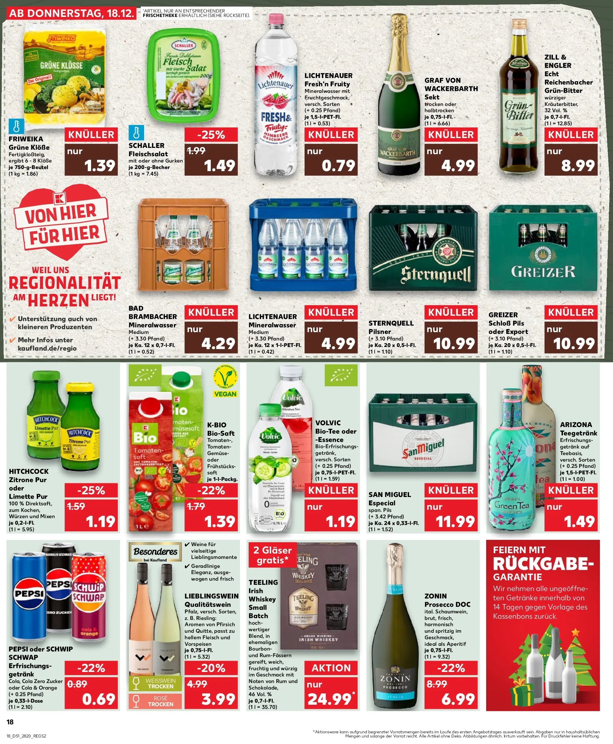 Prospekt Kaufland ab 18.12.2025 » Angebote Online zum Blättern | Seite: 18 | Produkte: Prosecco, Saft, Volvic, Fleisch