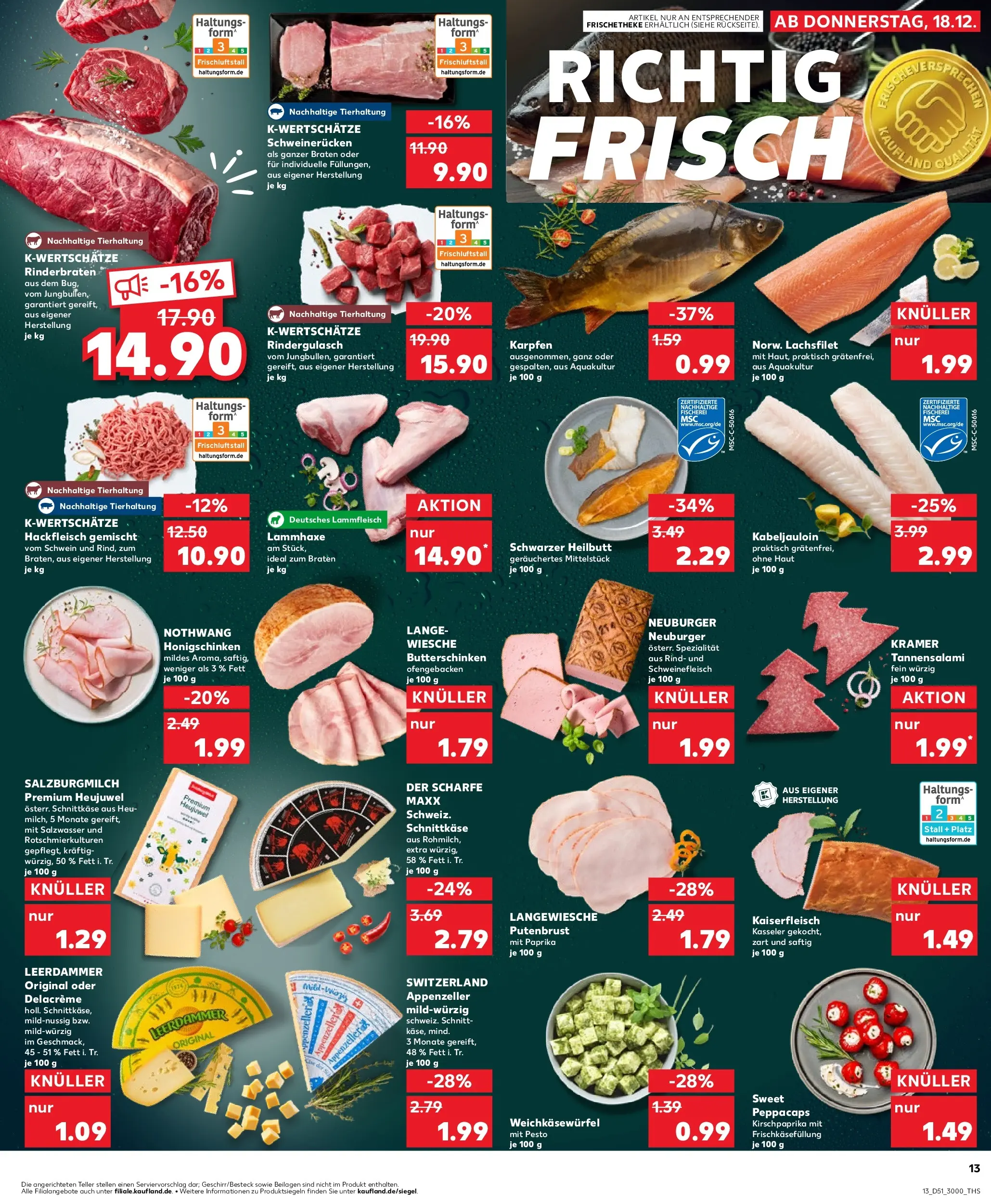 Prospekt Kaufland ab 18.12.2025 » Angebote Online zum Blättern | Seite: 13 | Produkte: Rinderbraten, Paprika, Schweinefleisch, Hackfleisch