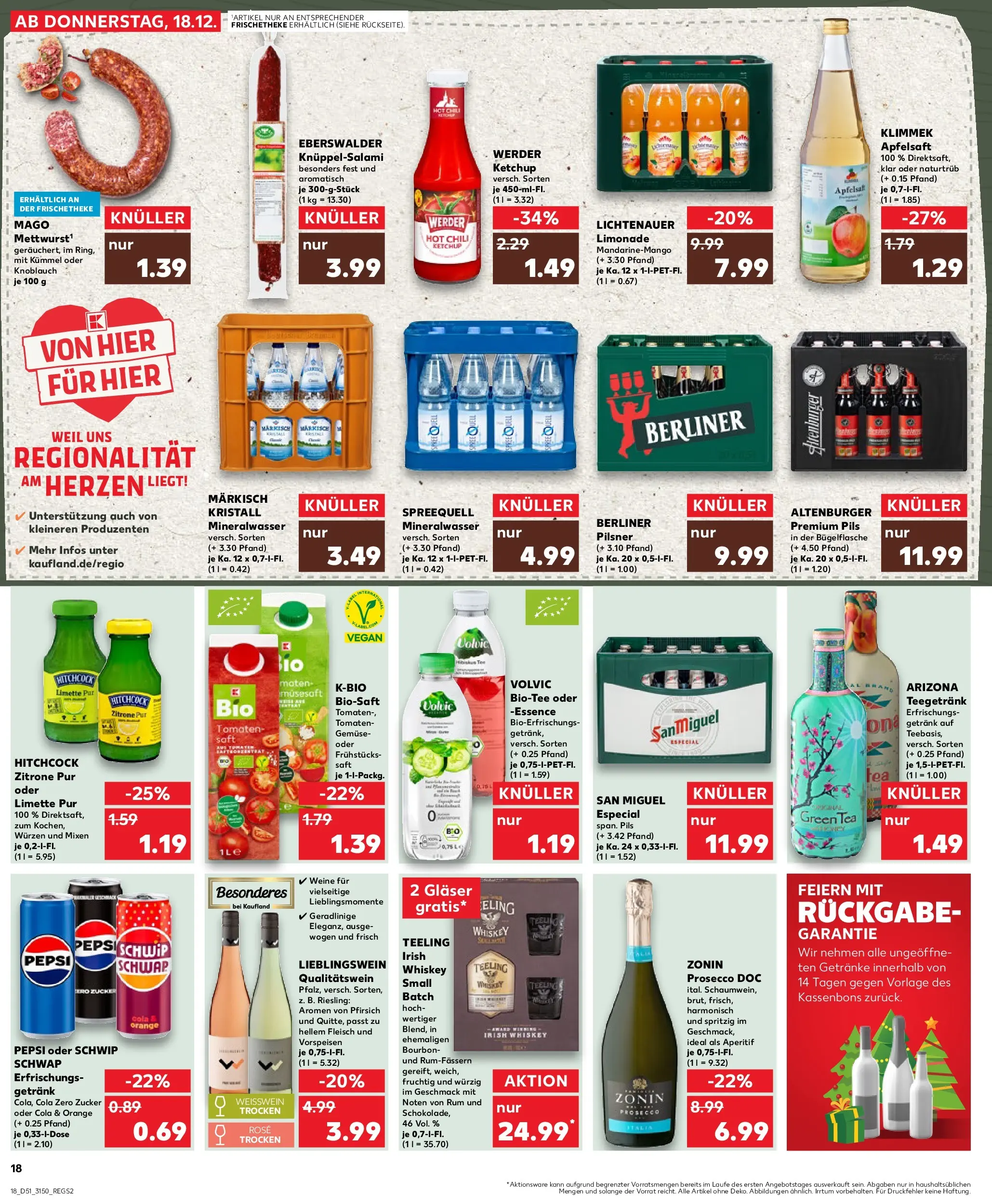 Prospekt Kaufland ab 18.12.2025 » Angebote Online zum Blättern | Seite: 18 | Produkte: Mineralwasser, Gemüse, Zitrone, Pepsi
