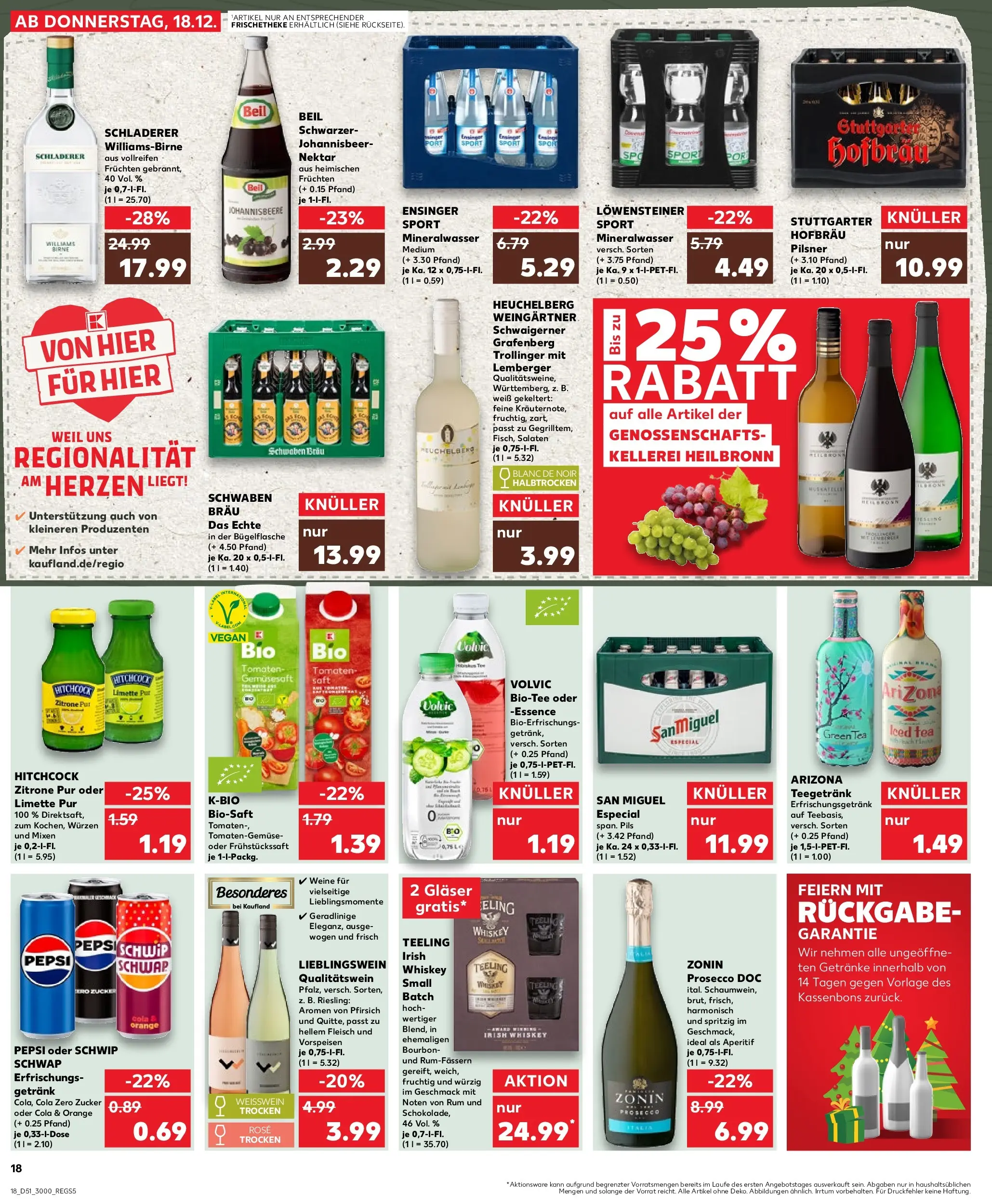 Prospekt Kaufland ab 18.12.2025 » Angebote Online zum Blättern | Seite: 18 | Produkte: Rum, Schwip schwap, Zitrone, Volvic