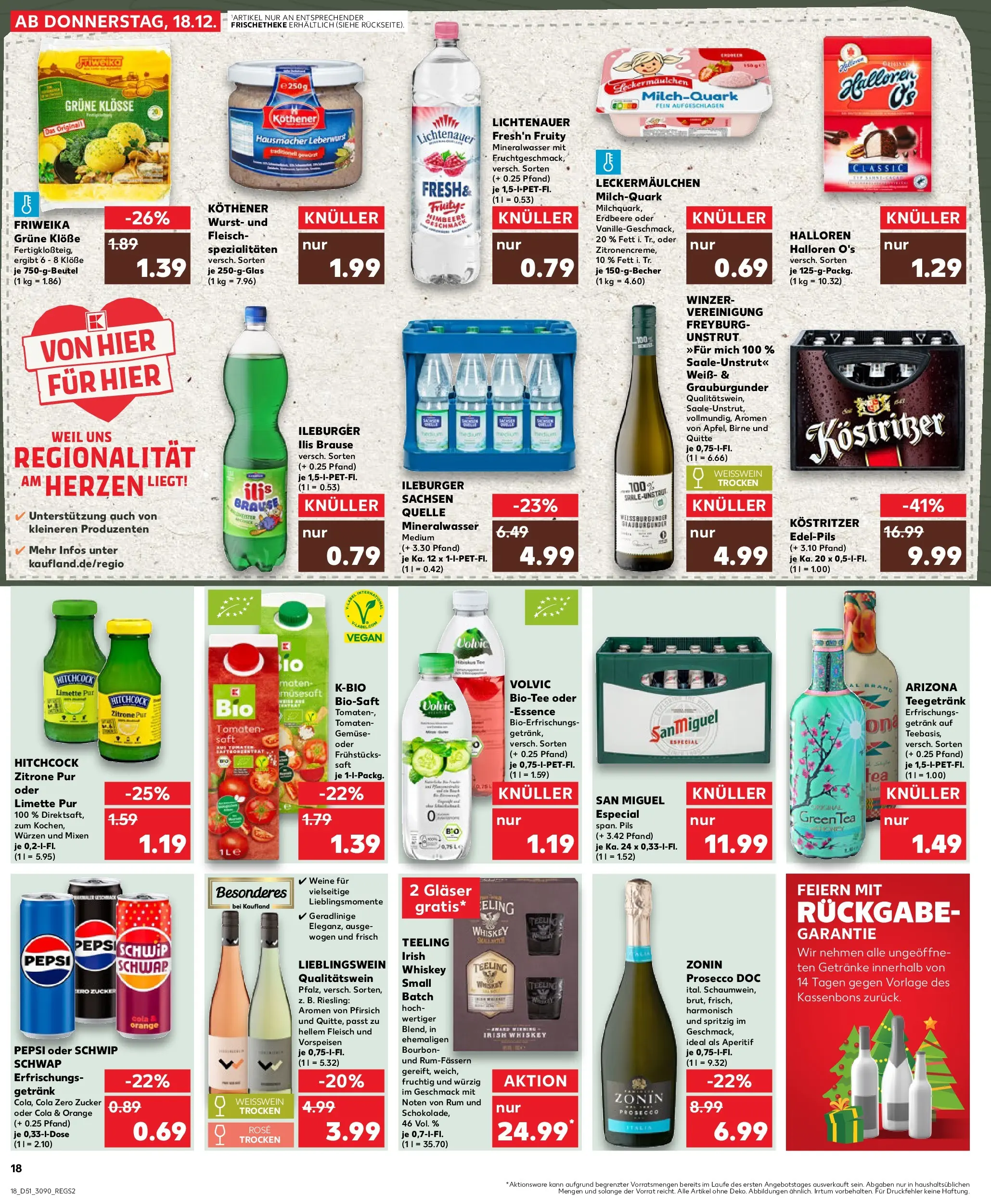 Prospekt Kaufland ab 18.12.2025 » Angebote Online zum Blättern | Seite: 18 | Produkte: Weißwein, Tomaten, Pepsi, Whiskey