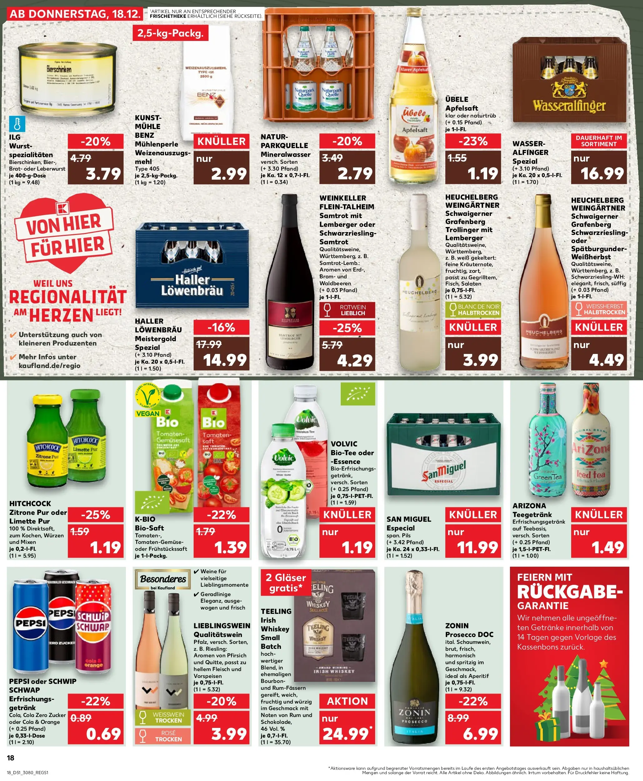 Prospekt Kaufland ab 18.12.2025 » Angebote Online zum Blättern | Seite: 18 | Produkte: Mineralwasser, Prosecco, Zitrone, Bourbon
