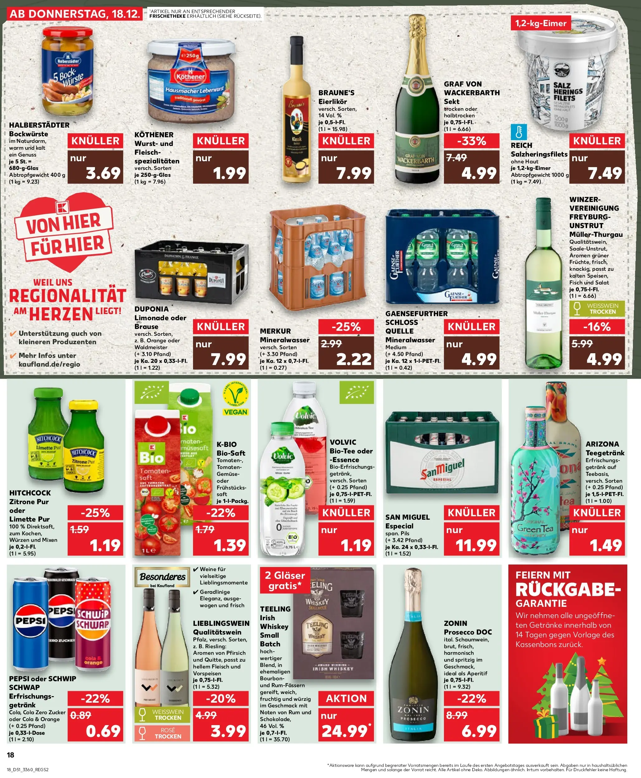 Prospekt Kaufland ab 18.12.2025 » Angebote Online zum Blättern | Seite: 18 | Produkte: Weißwein, Zitrone, Wurst, Limette
