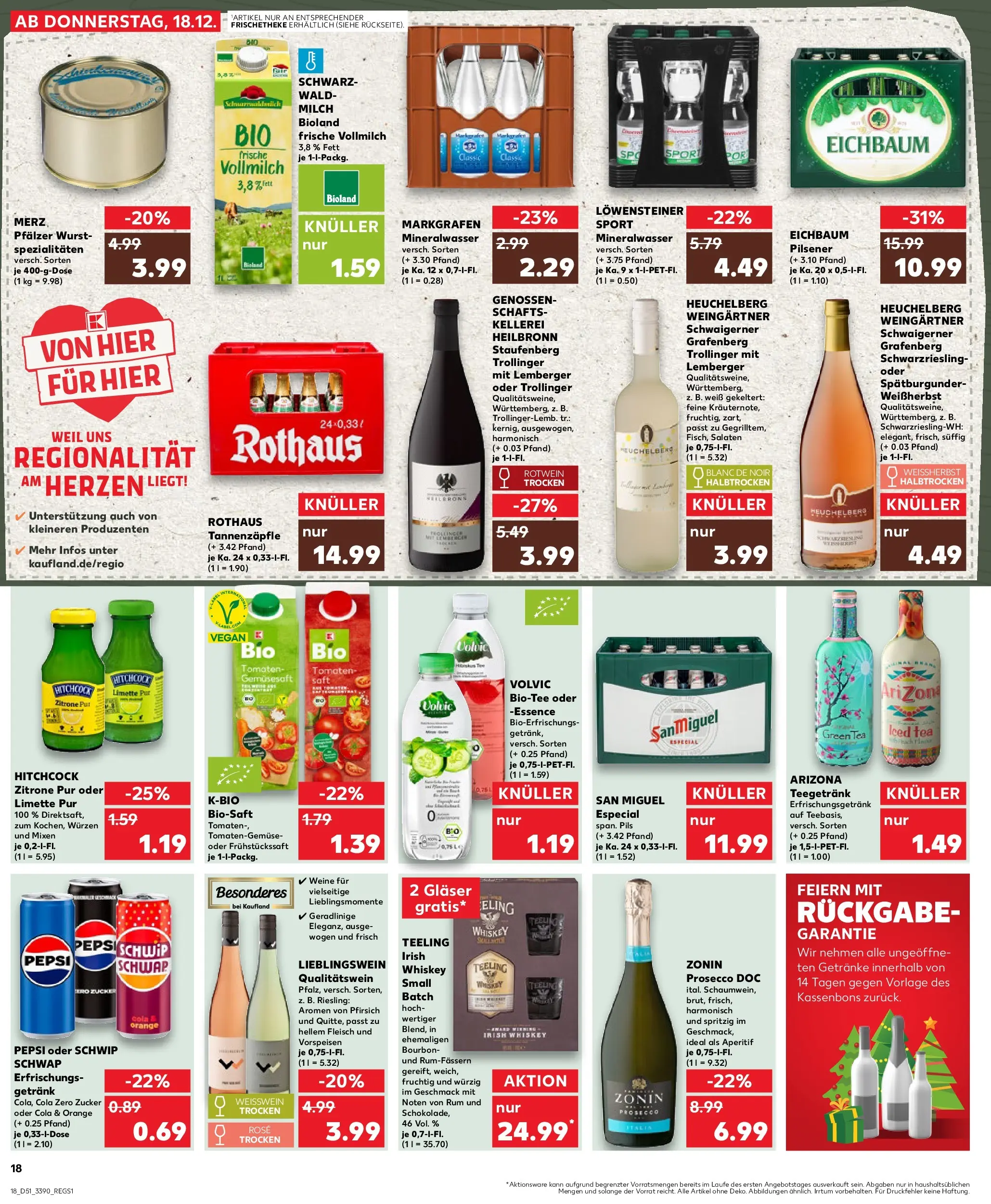 Prospekt Kaufland ab 18.12.2025 » Angebote Online zum Blättern | Seite: 18 | Produkte: Milch, Zucker, Bourbon, Whiskey