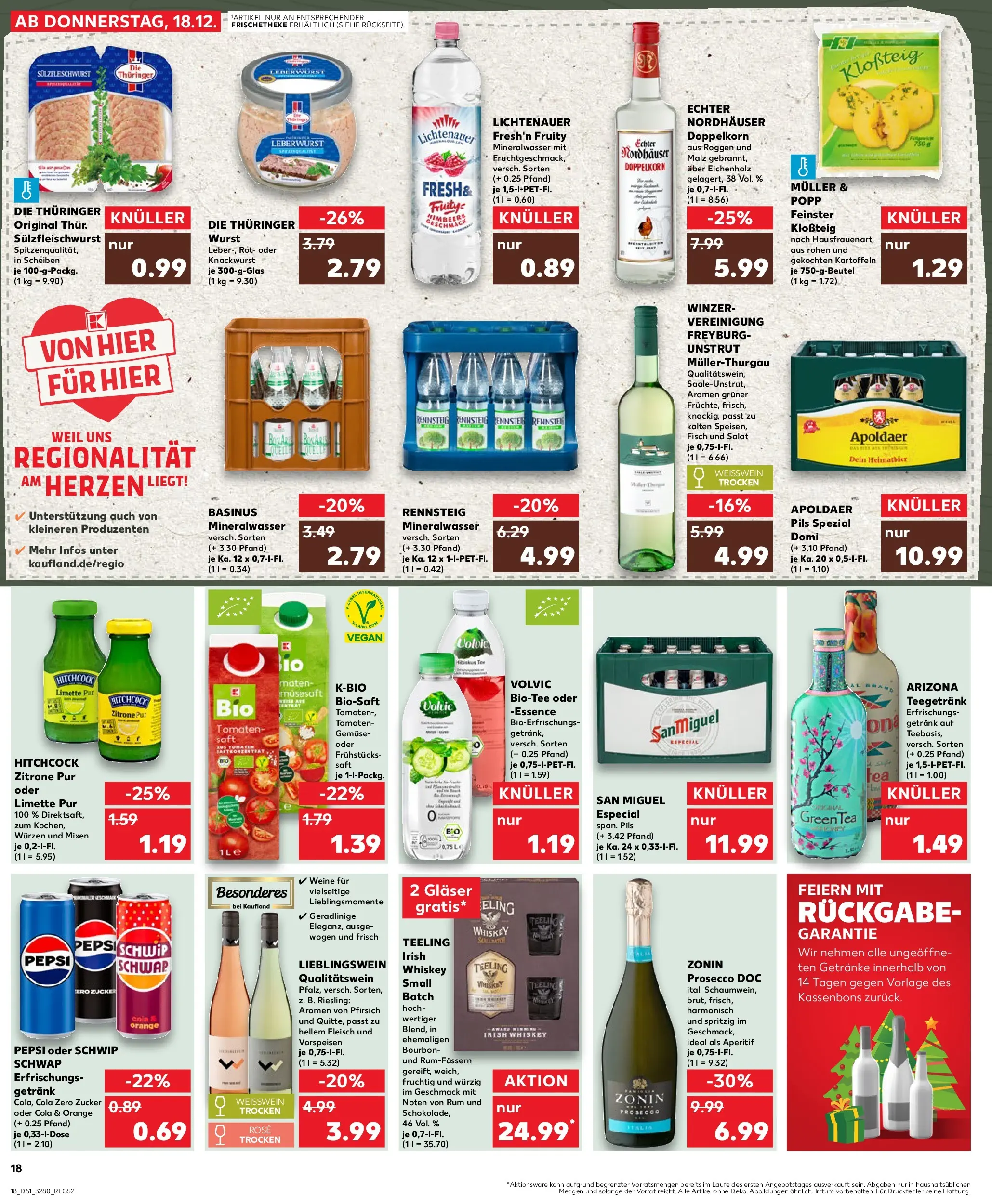 Prospekt Kaufland ab 18.12.2025 » Angebote Online zum Blättern | Seite: 18 | Produkte: Weißwein, Gemüse, Zucker, Wurst