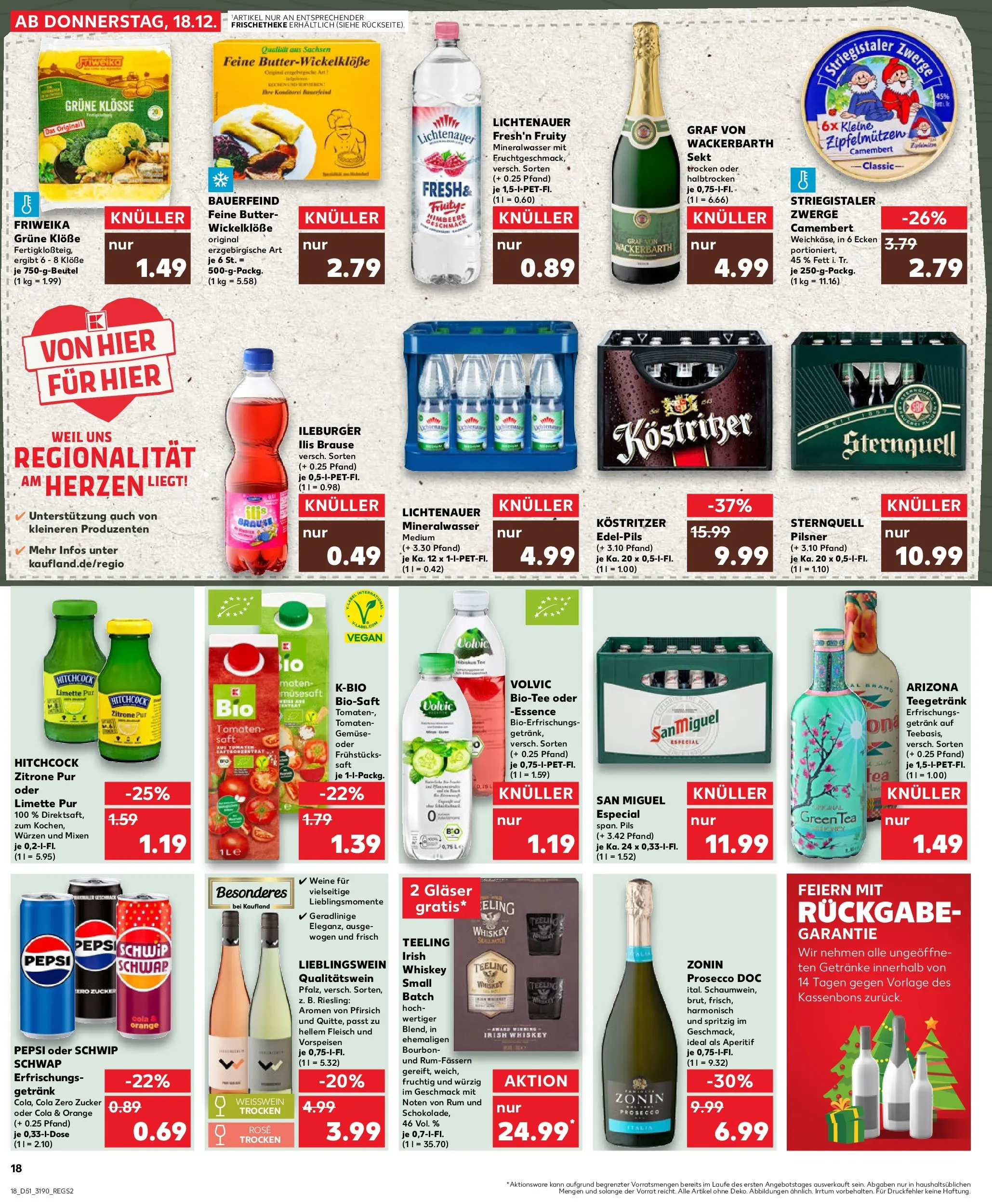 Prospekt Kaufland ab 18.12.2025 » Angebote Online zum Blättern | Seite: 18 | Produkte: Mineralwasser, Zucker, Pfirsich, Pepsi