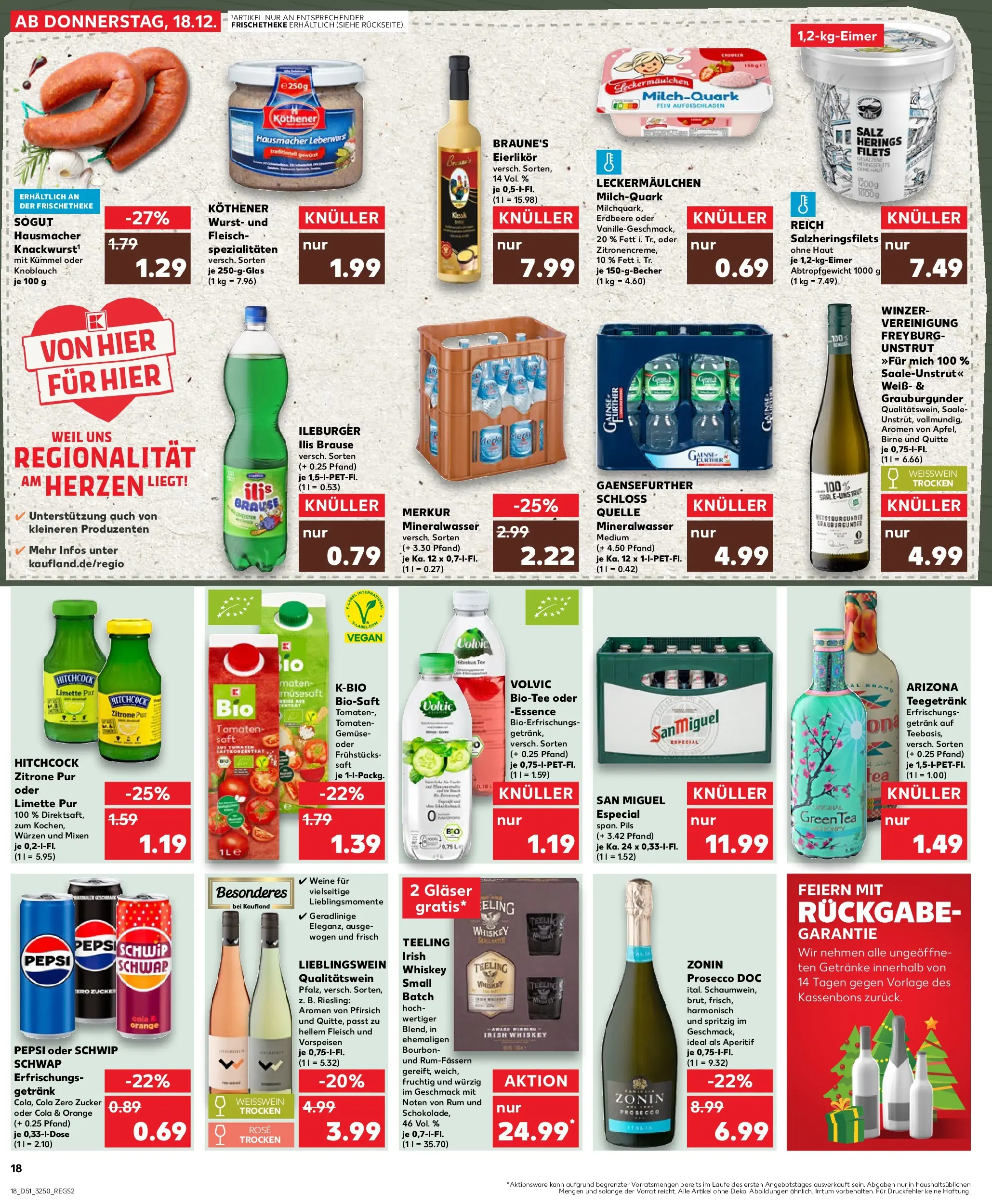 Prospekt Kaufland ab 18.12.2025 » Angebote Online zum Blättern | Seite: 18 | Produkte: Mineralwasser, Salz, Pfirsich, Birne