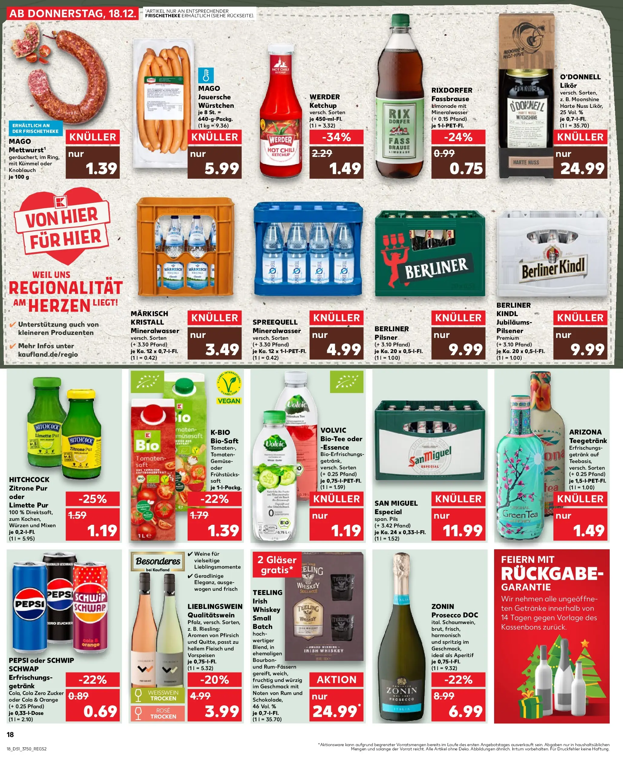 Prospekt Kaufland ab 18.12.2025 » Angebote Online zum Blättern | Seite: 18 | Produkte: Weißwein, Zitrone, Pfirsich, Whiskey