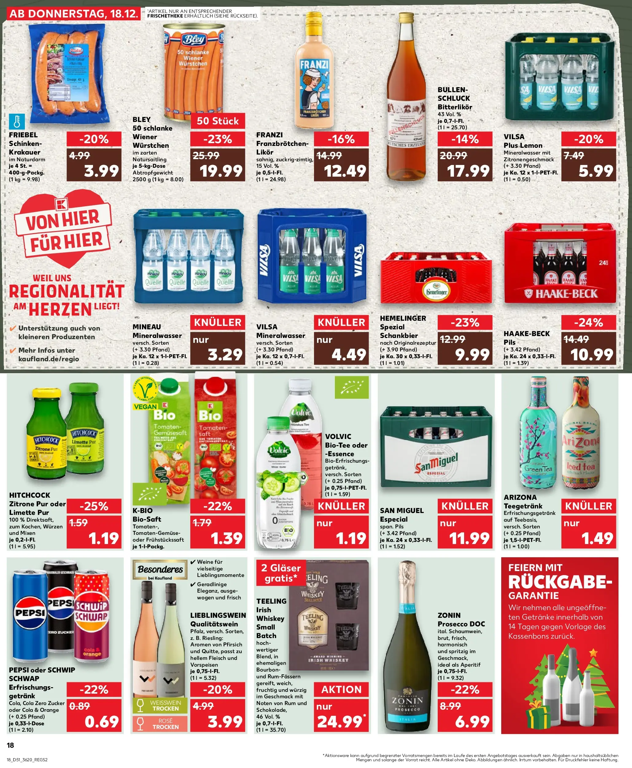 Prospekt Kaufland ab 18.12.2025 » Angebote Online zum Blättern | Seite: 18 | Produkte: Rum, Tomaten, Zucker, Pepsi