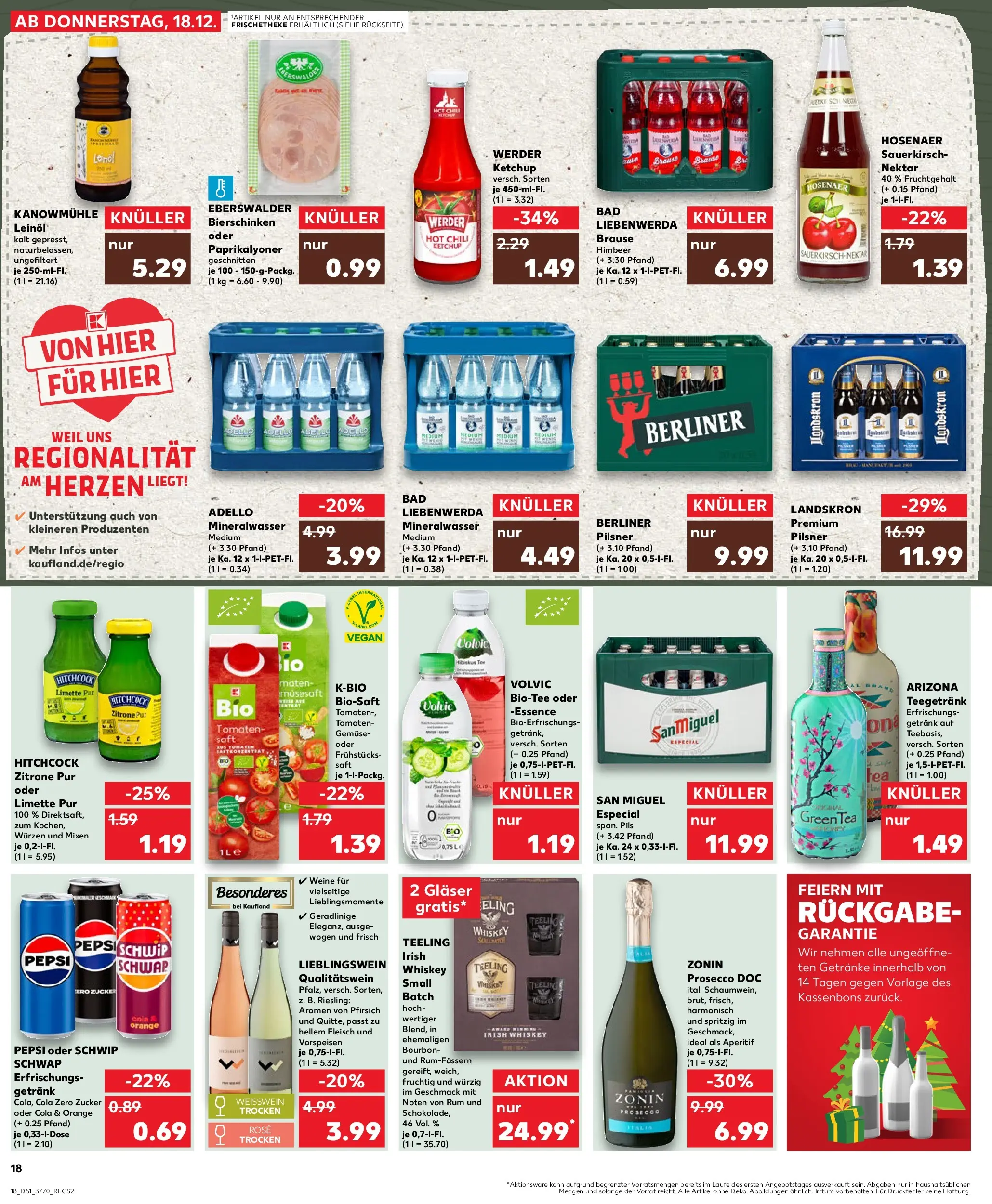 Prospekt Kaufland ab 18.12.2025 » Angebote Online zum Blättern | Seite: 18 | Produkte: Rum, Mineralwasser, Pepsi, Volvic