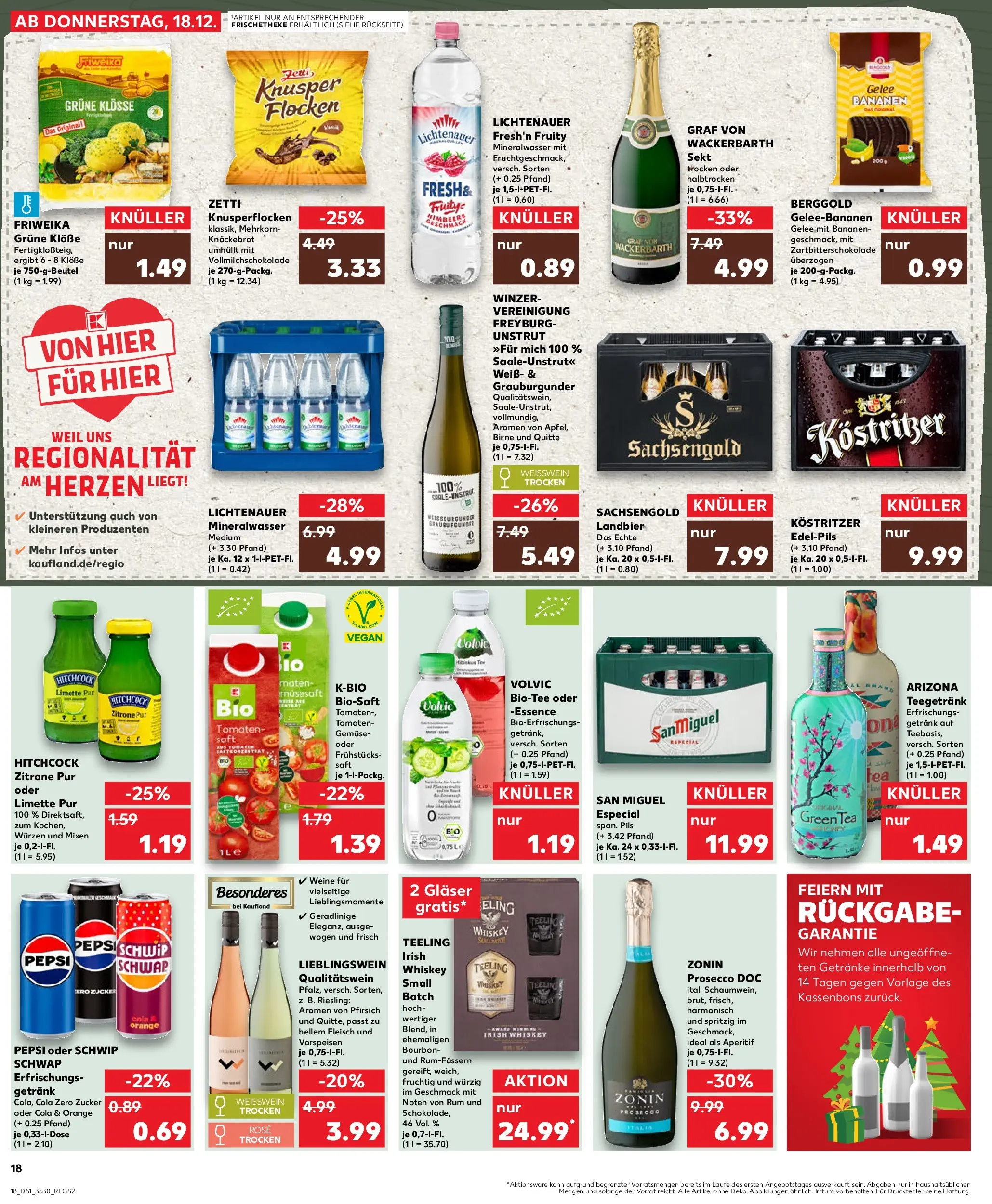 Prospekt Kaufland ab 18.12.2025 » Angebote Online zum Blättern | Seite: 18 | Produkte: Prosecco, Gemüse, Pfirsich, Himbeere