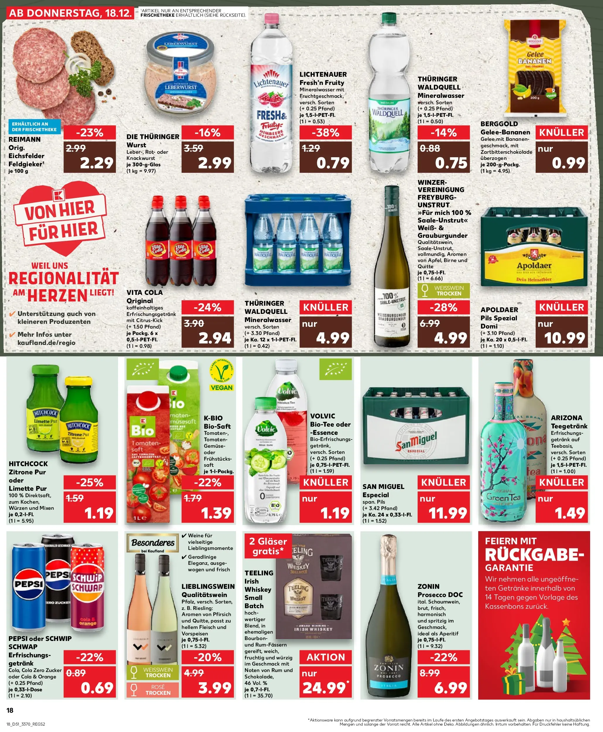 Prospekt Kaufland ab 18.12.2025 » Angebote Online zum Blättern | Seite: 18 | Produkte: Weißwein trocken, Pils, Wurst, Bourbon