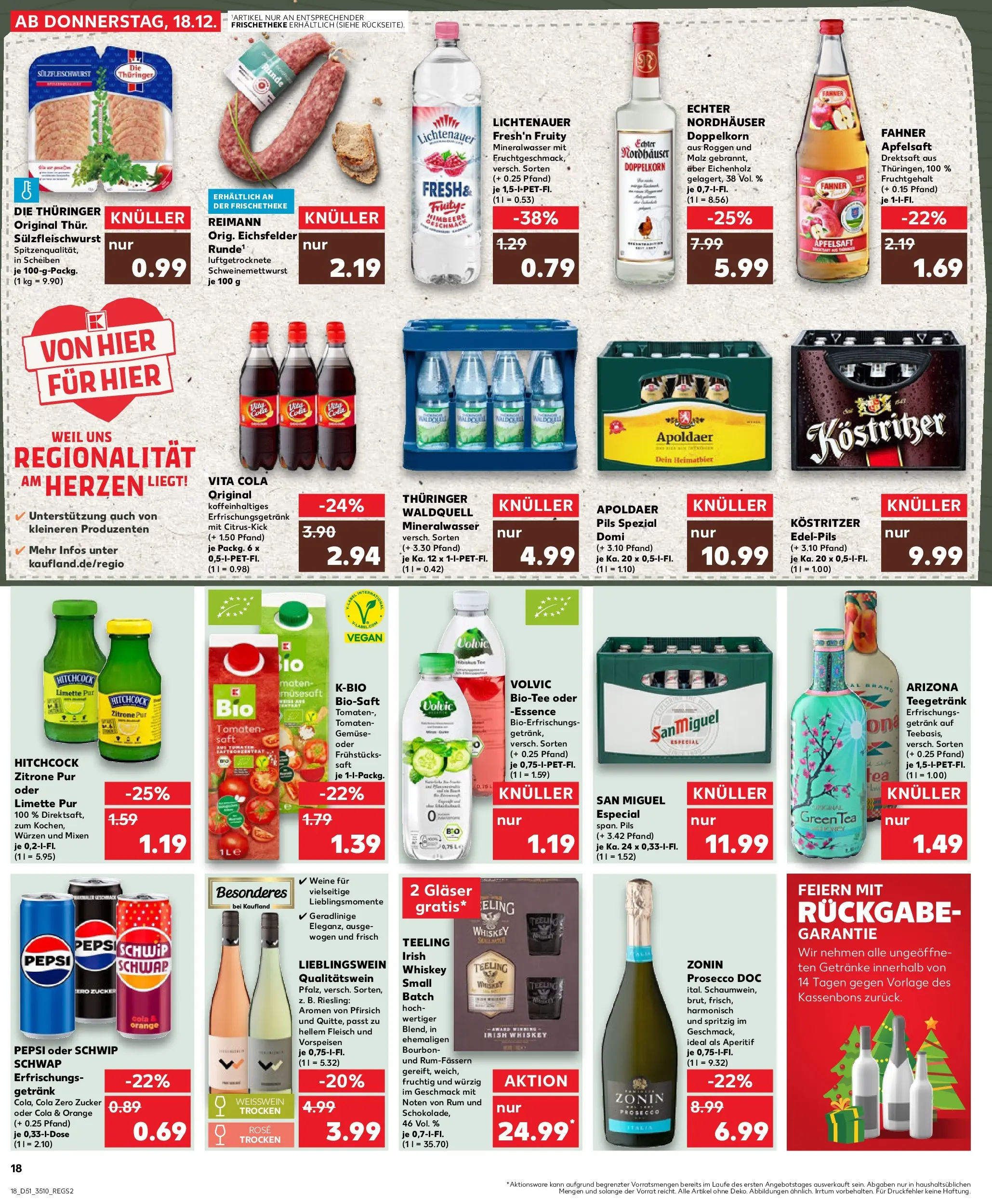 Prospekt Kaufland ab 18.12.2025 » Angebote Online zum Blättern | Seite: 18 | Produkte: Pils, Vita cola, Limette, Saft