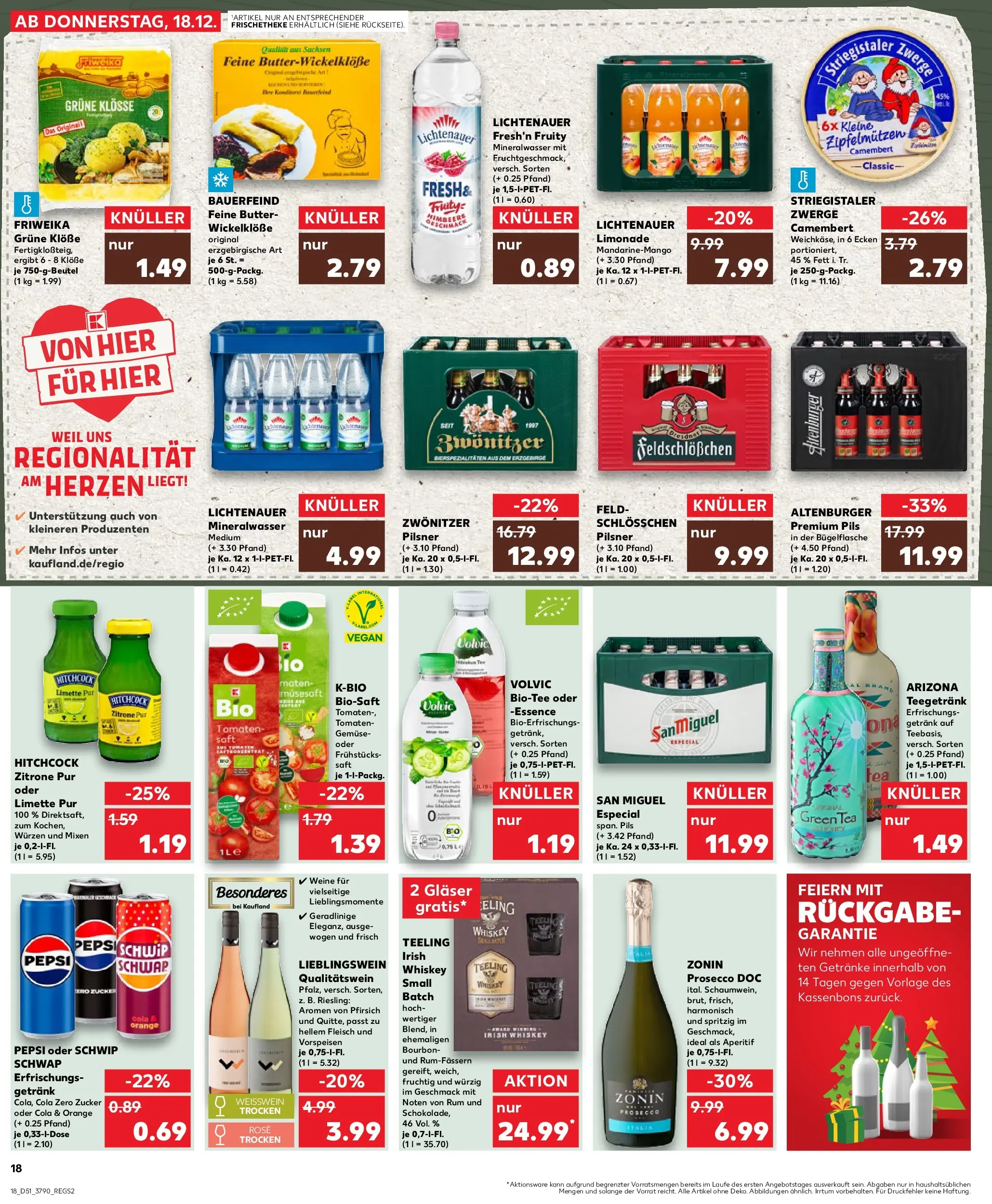 Prospekt Kaufland ab 18.12.2025 » Angebote Online zum Blättern | Seite: 18 | Produkte: Butter, Weißwein, Mineralwasser, Himbeere