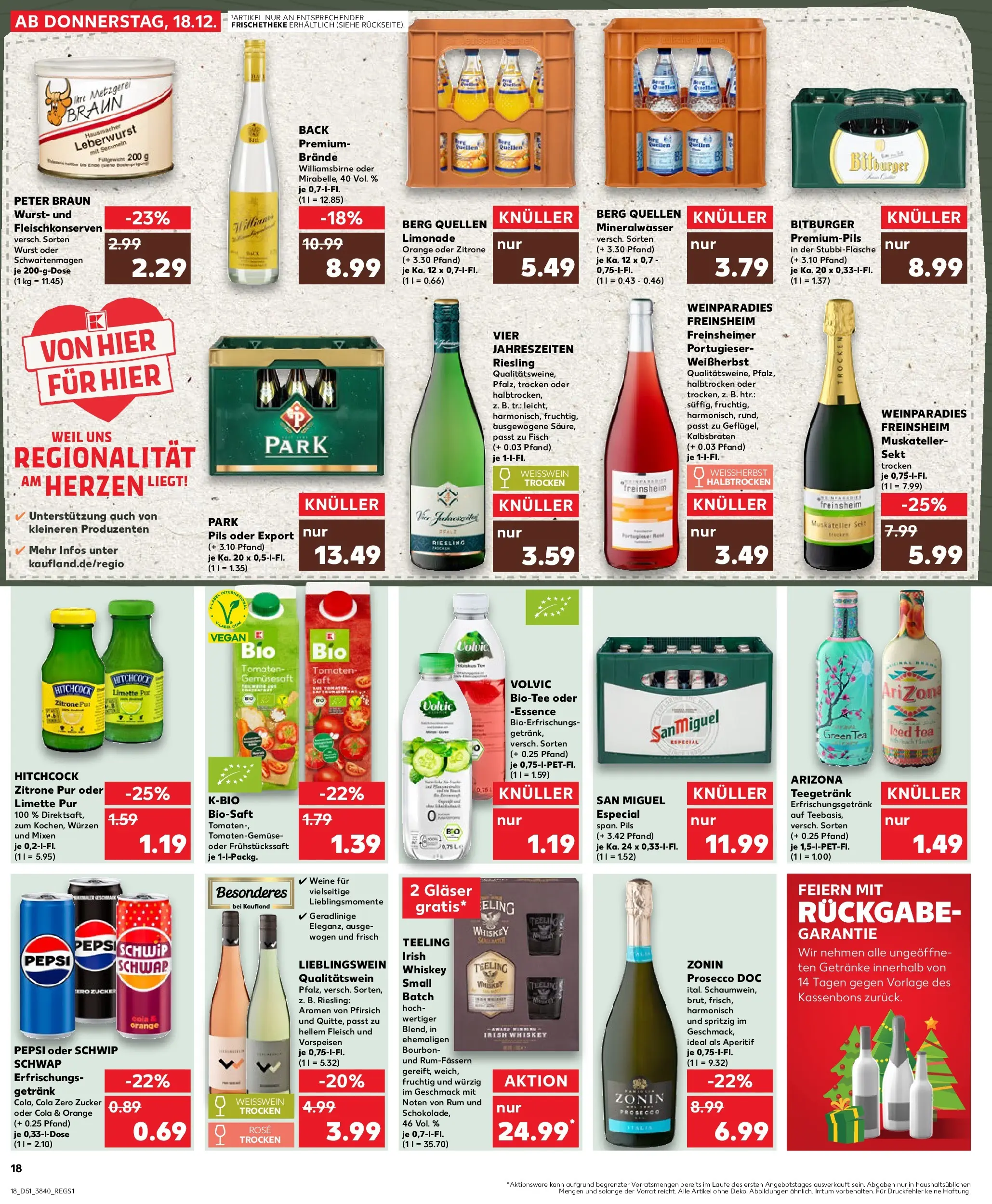 Prospekt Kaufland ab 18.12.2025 » Angebote Online zum Blättern | Seite: 18 | Produkte: Cola, Sekt, Tomaten, Wurst