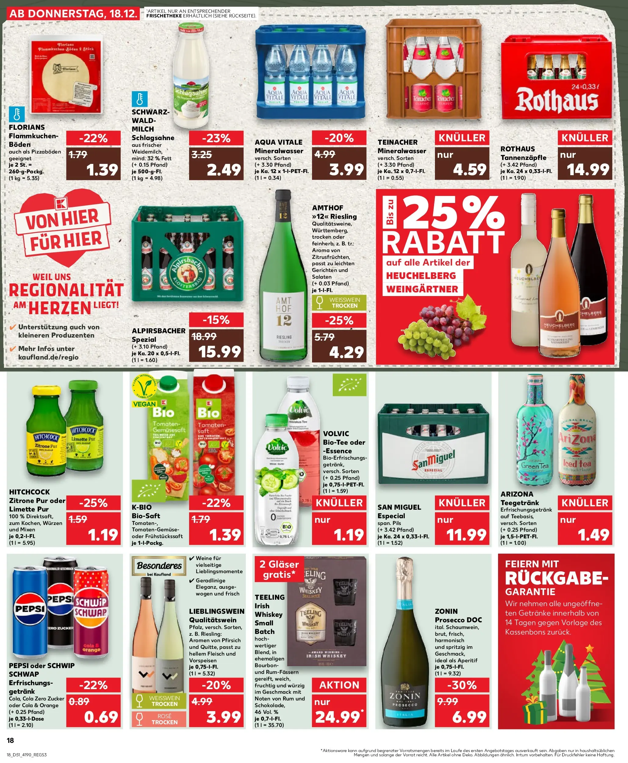 Prospekt Kaufland ab 18.12.2025 » Angebote Online zum Blättern | Seite: 18 | Produkte: Milch, Weißwein trocken, Schwip schwap, Zucker