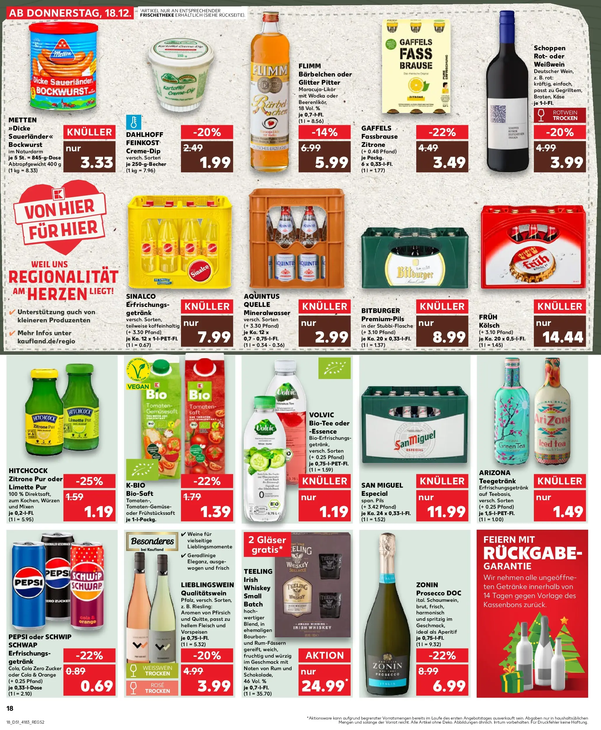 Prospekt Kaufland ab 18.12.2025 » Angebote Online zum Blättern | Seite: 18 | Produkte: Cola, Käse, Weißwein trocken, Pils