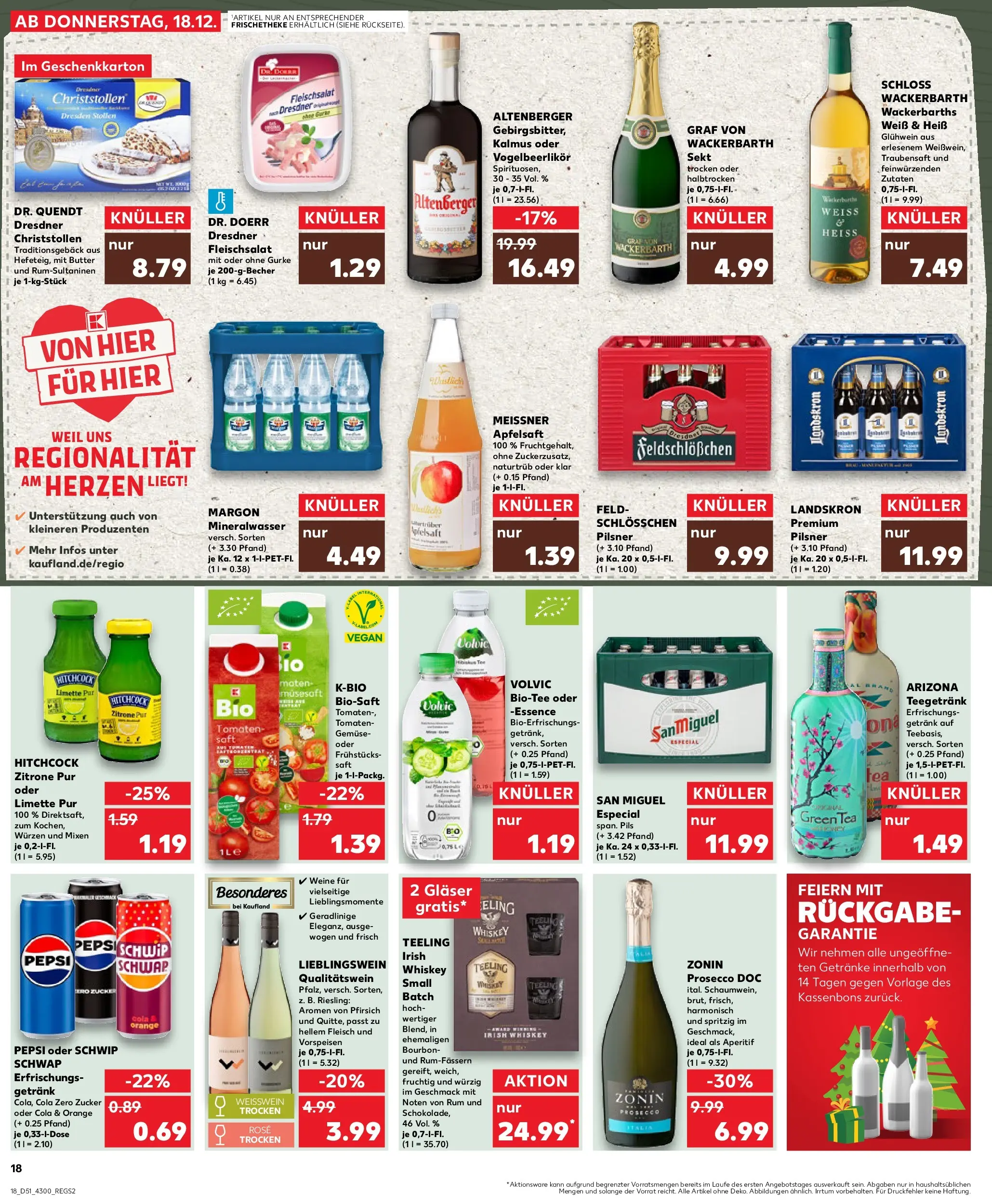 Prospekt Kaufland ab 18.12.2025 » Angebote Online zum Blättern | Seite: 18 | Produkte: Cola, Weißwein, Mineralwasser, Apple