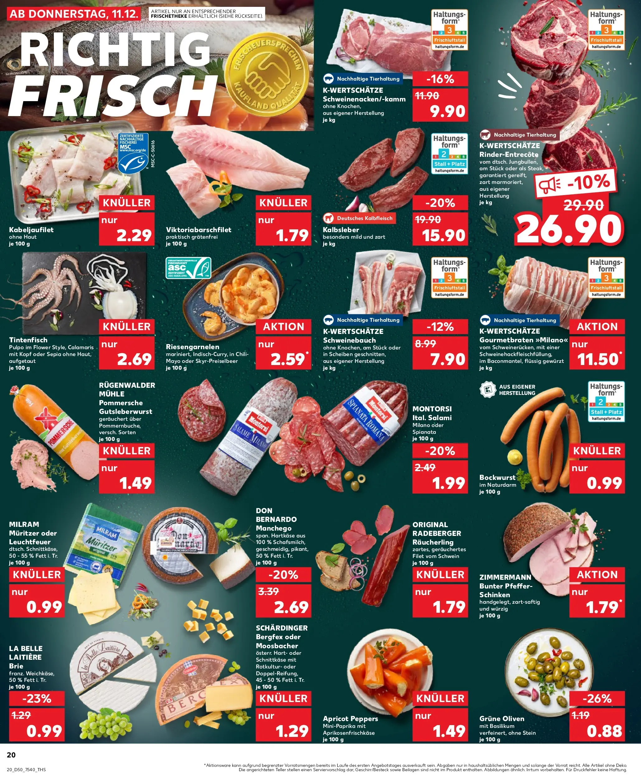 Prospekt Kaufland ab 14.12.2025 » Angebote Online zum Blättern | Seite: 20 | Produkte: Bockwurst, Entrecote, Kalbsleber, Salami