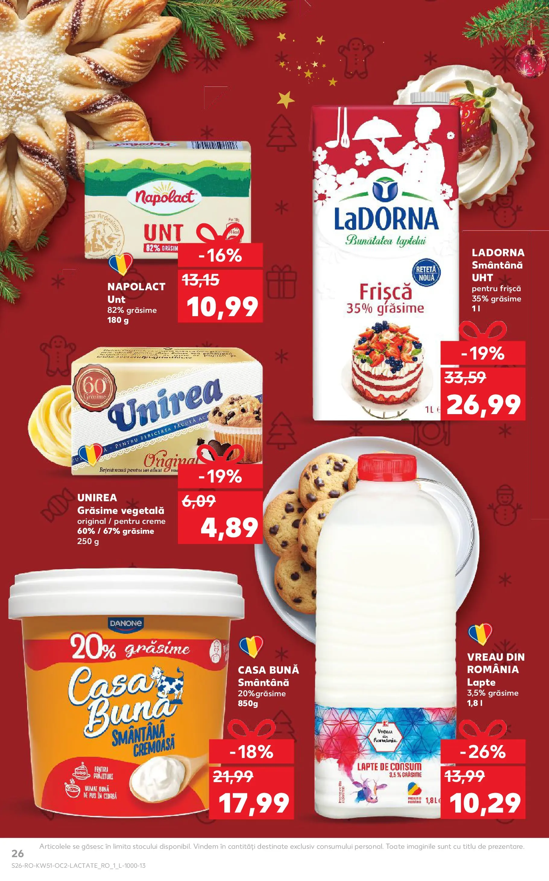 Catalog Kaufland - Domnesti 17.12.2025 - Revista si Oferta | Pagină: 26 | Produse: Lapte, Unt, Frișcă, Smântână