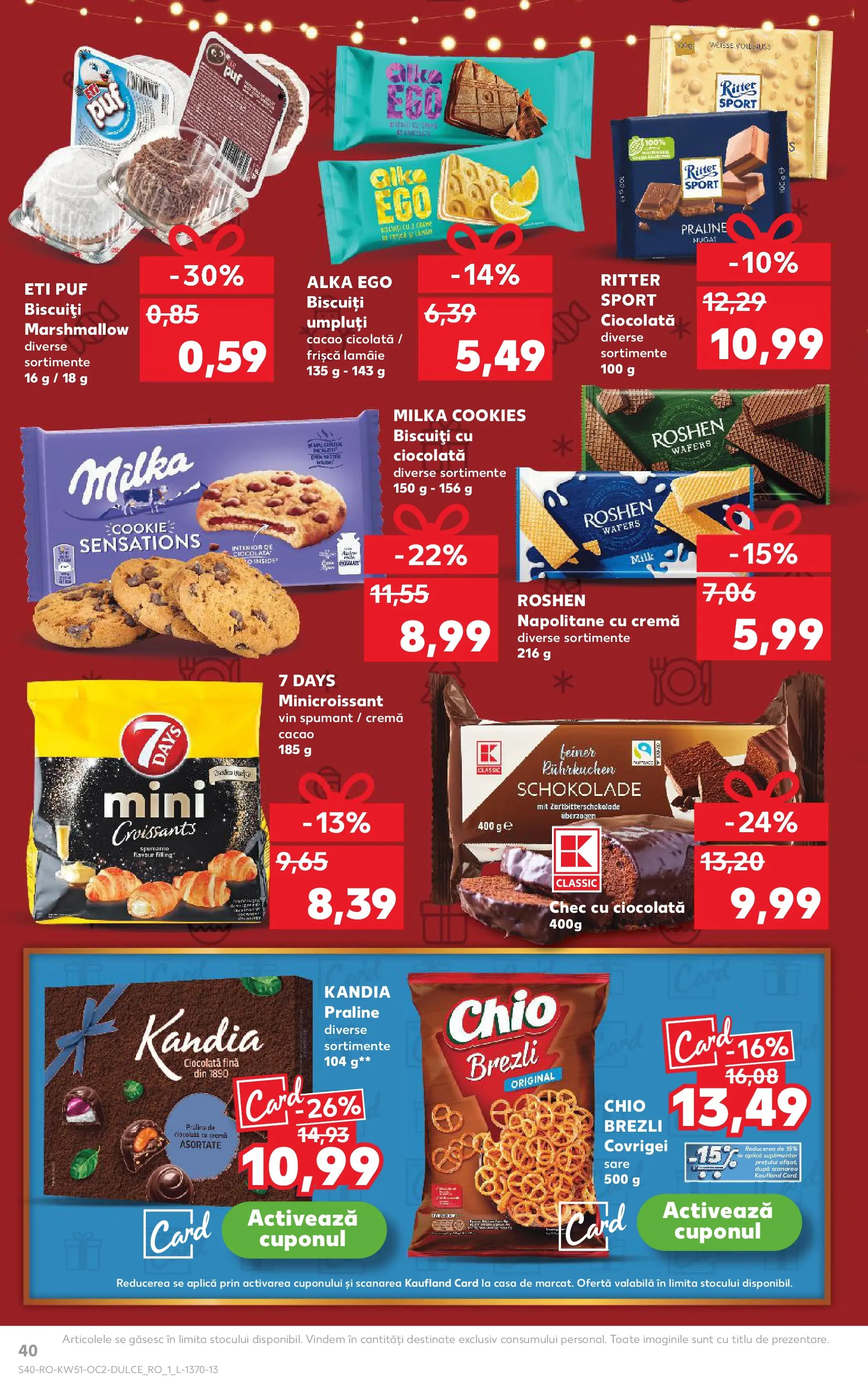 Catalog Kaufland - Codlea 17.12.2025 - Revista si Oferta | Pagină: 40 | Produse: Napolitane, Praline, Ciocolată, Frișcă
