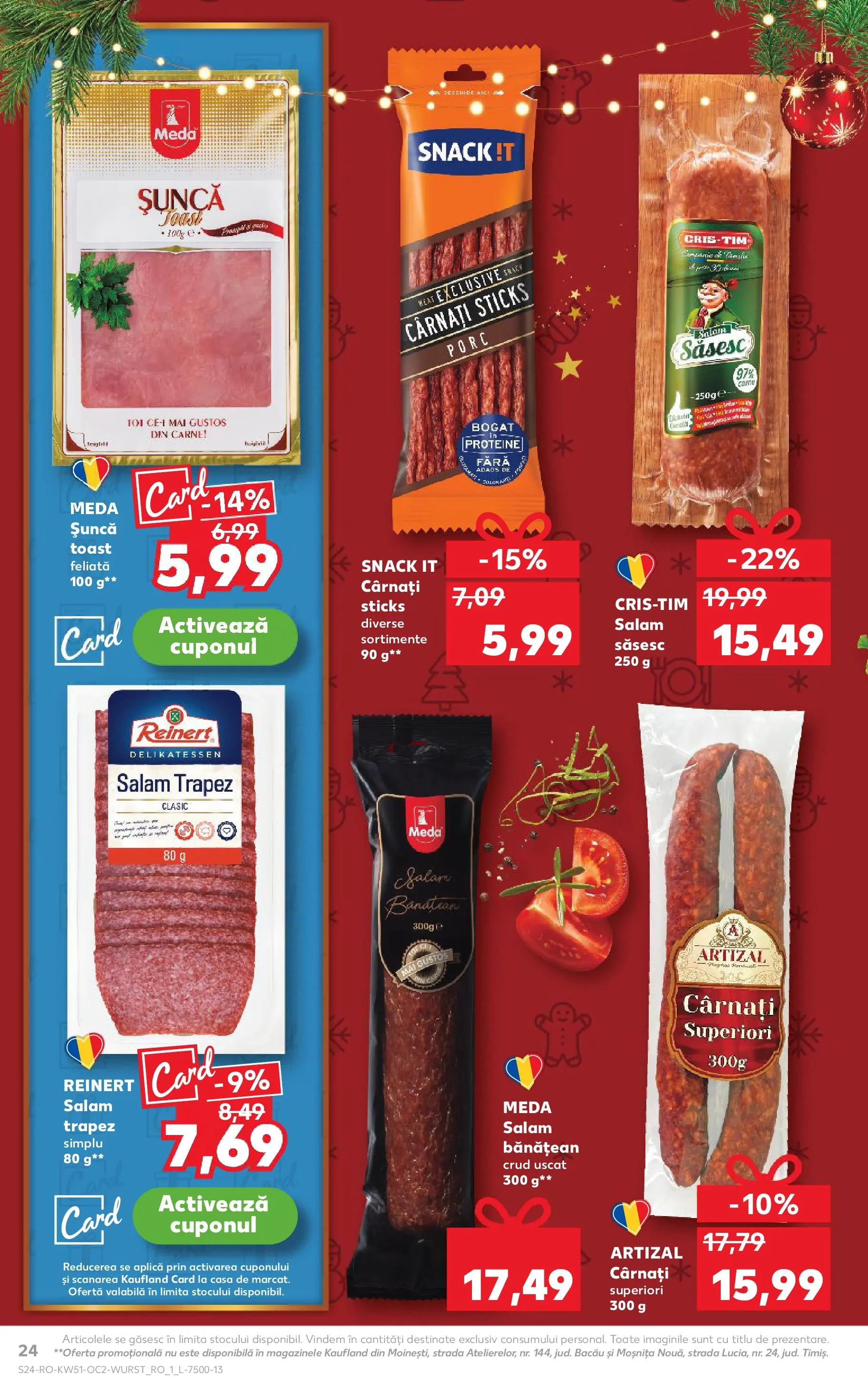 Catalog Kaufland - Viseu de Sus 17.12.2025 - Revista si Oferta | Pagină: 24 | Produse: Masaüstü kılıfı, Salam, Șuncă, Cârnați