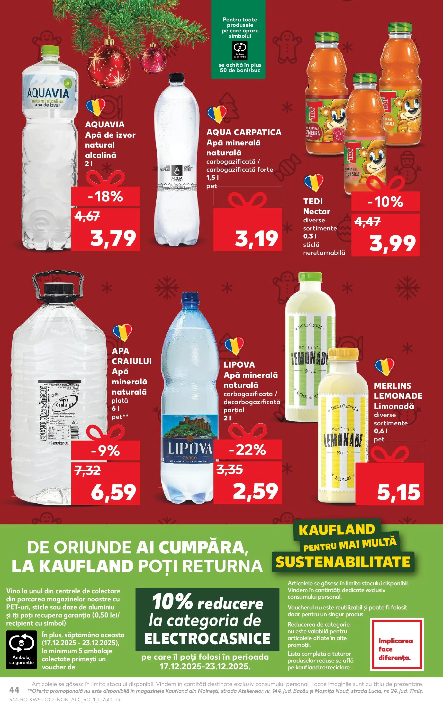 Catalog Kaufland - Viseu de Sus 17.12.2025 - Revista si Oferta | Pagină: 44 | Produse: Piersică, Zmeură, Yazı tahtası kalemi, Apă