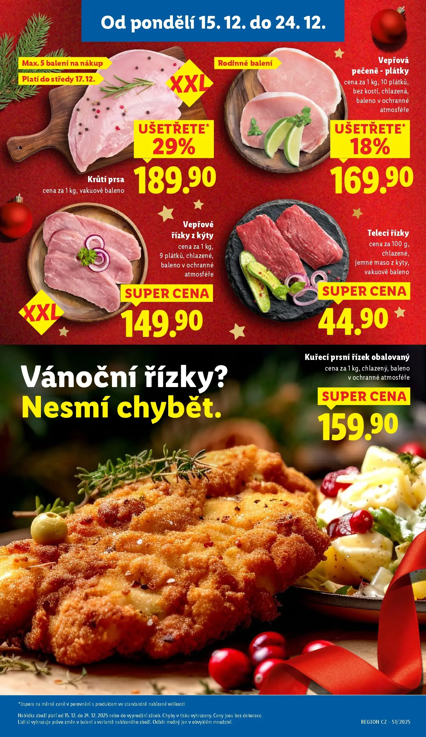 Lidl leták od 14.12.2025 - Nový akční leták | Strana: 11 | Produkty: Vepřové řízky, Vepřová pečeně, Maso