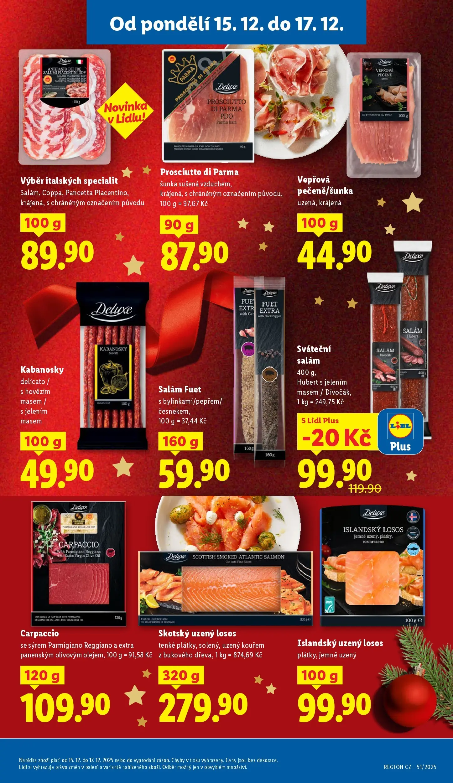 Lidl leták od 14.12.2025 - Nový akční leták | Strana: 17 | Produkty: Salám, Deluxe, Carpaccio, Fuet