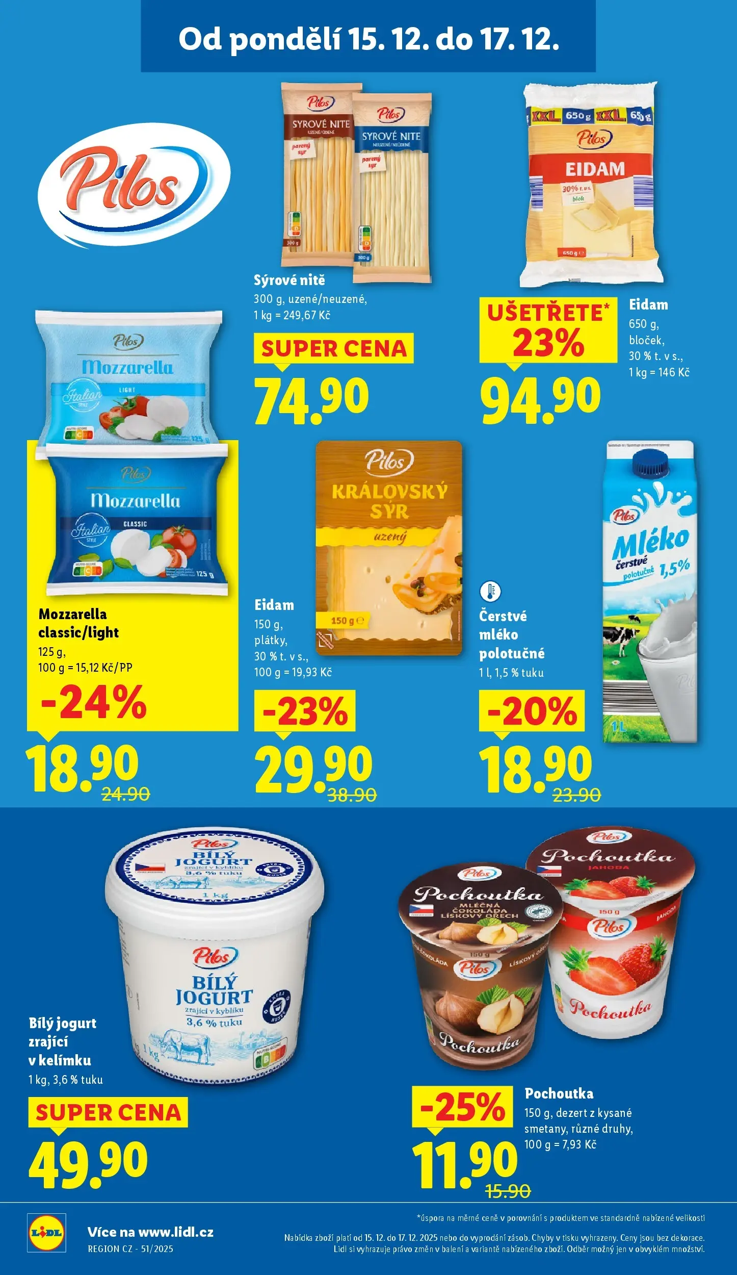 Lidl leták od 14.12.2025 - Nový akční leták | Strana: 20 | Produkty: Mléko, Blok, Mozzarella, Bílý jogurt