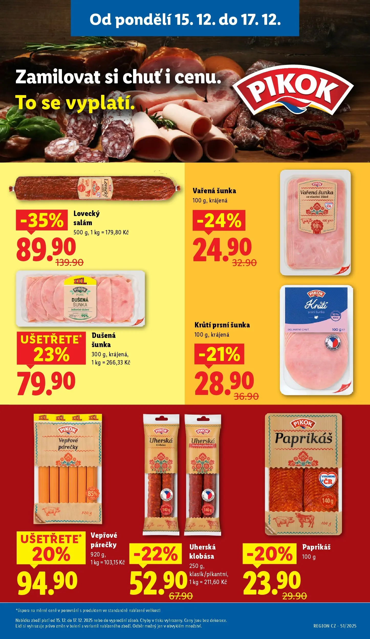 Lidl leták od 14.12.2025 - Nový akční leták | Strana: 21 | Produkty: Salám, Klobása, Lovecký salám, Pikok
