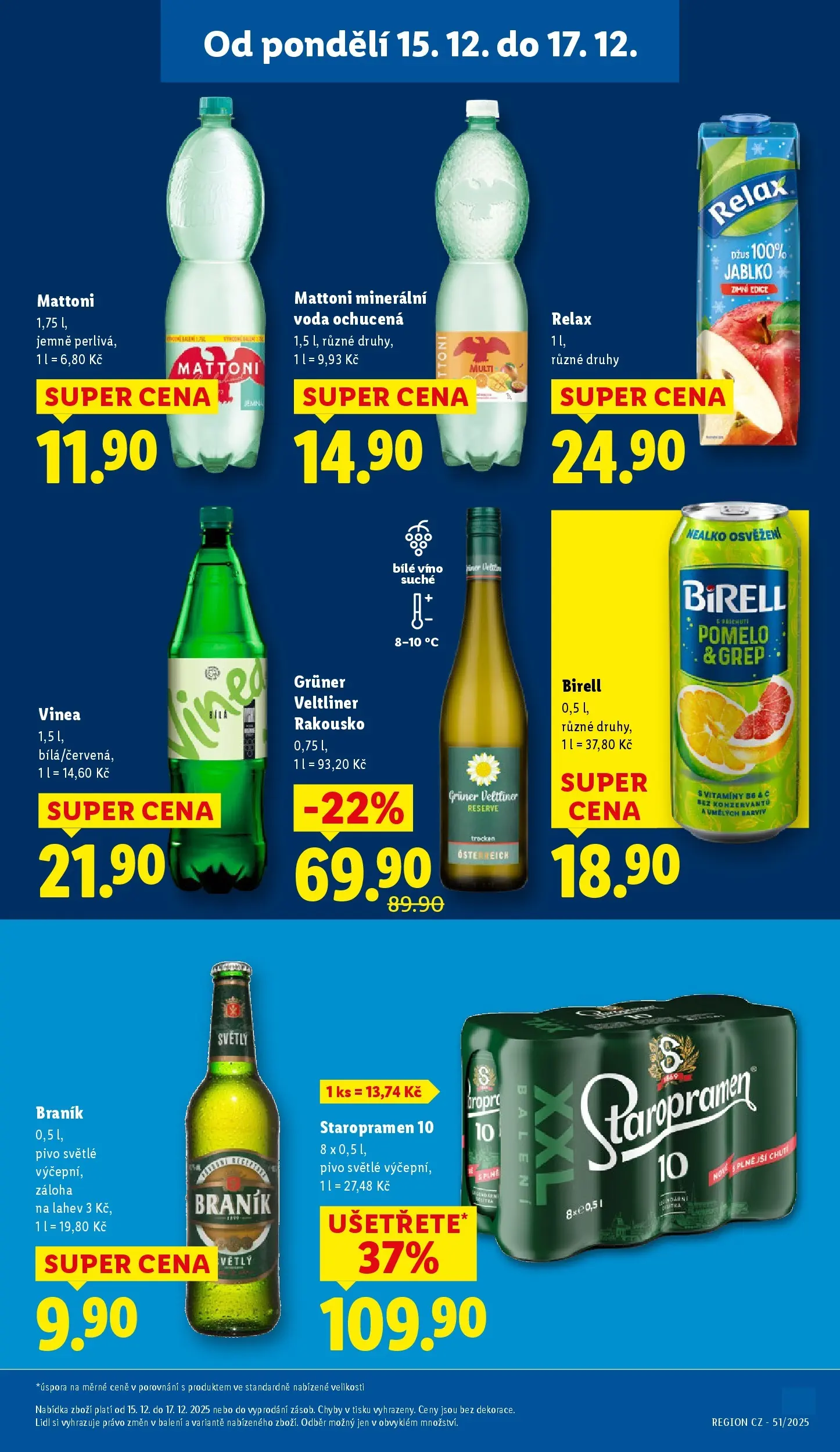 Lidl leták od 14.12.2025 - Nový akční leták | Strana: 33 | Produkty: Staropramen 10, Staropramen, Víno, Braník