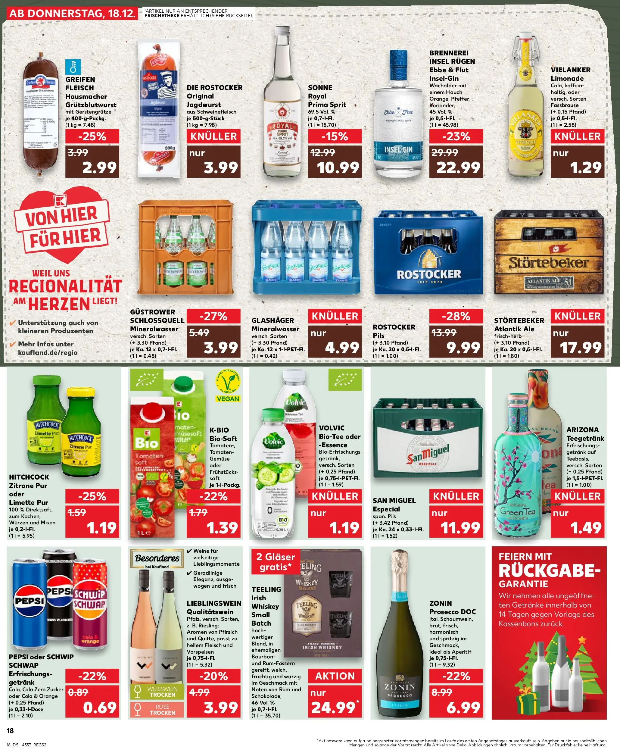 Prospekt Kaufland ab 18.12.2025 » Angebote Online zum Blättern | Seite: 18 | Produkte: Rum, Pfirsich, Bourbon, Gin