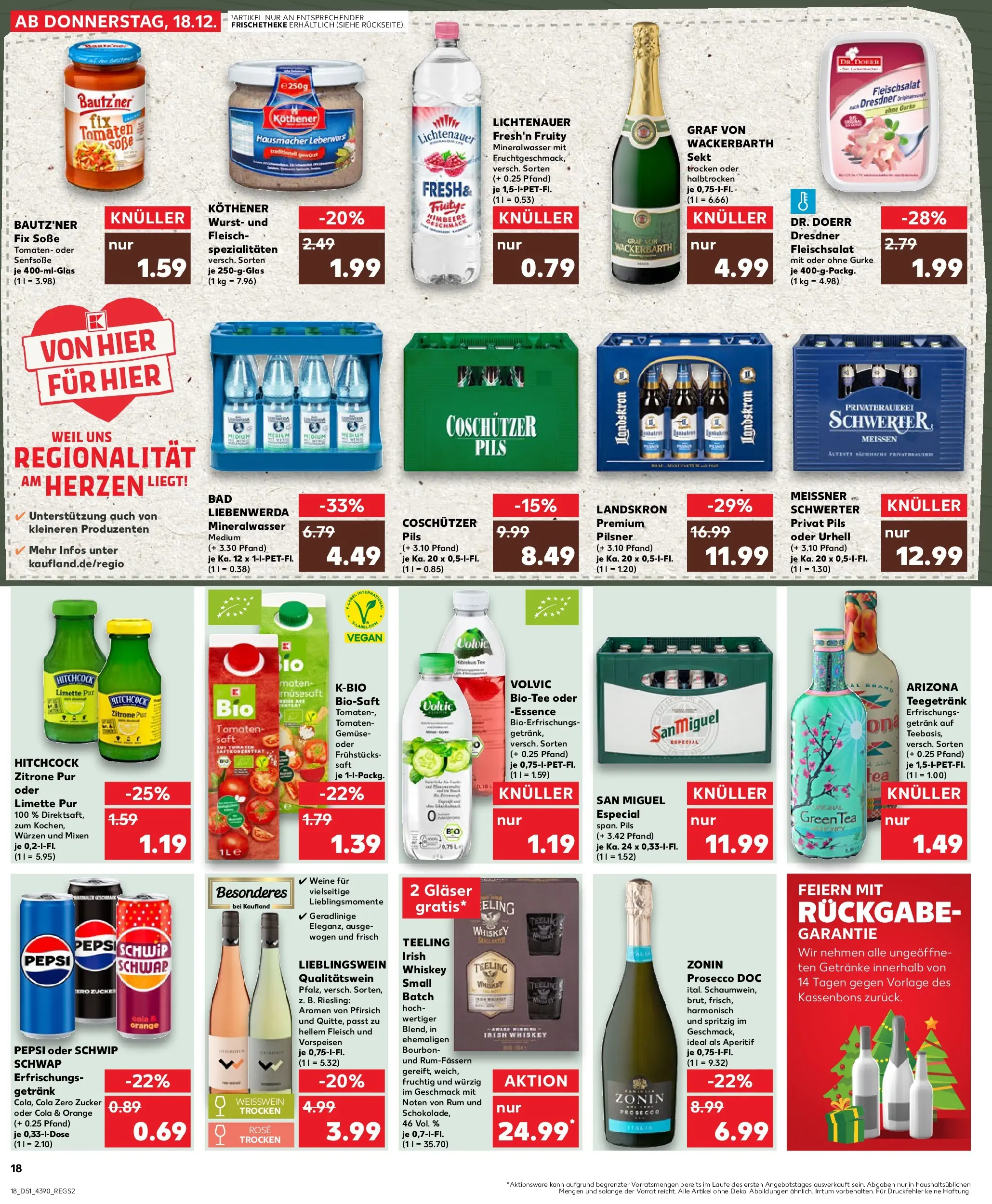 Prospekt Kaufland ab 18.12.2025 » Angebote Online zum Blättern | Seite: 18 | Produkte: Rum, Schwip schwap, Soße, Himbeere
