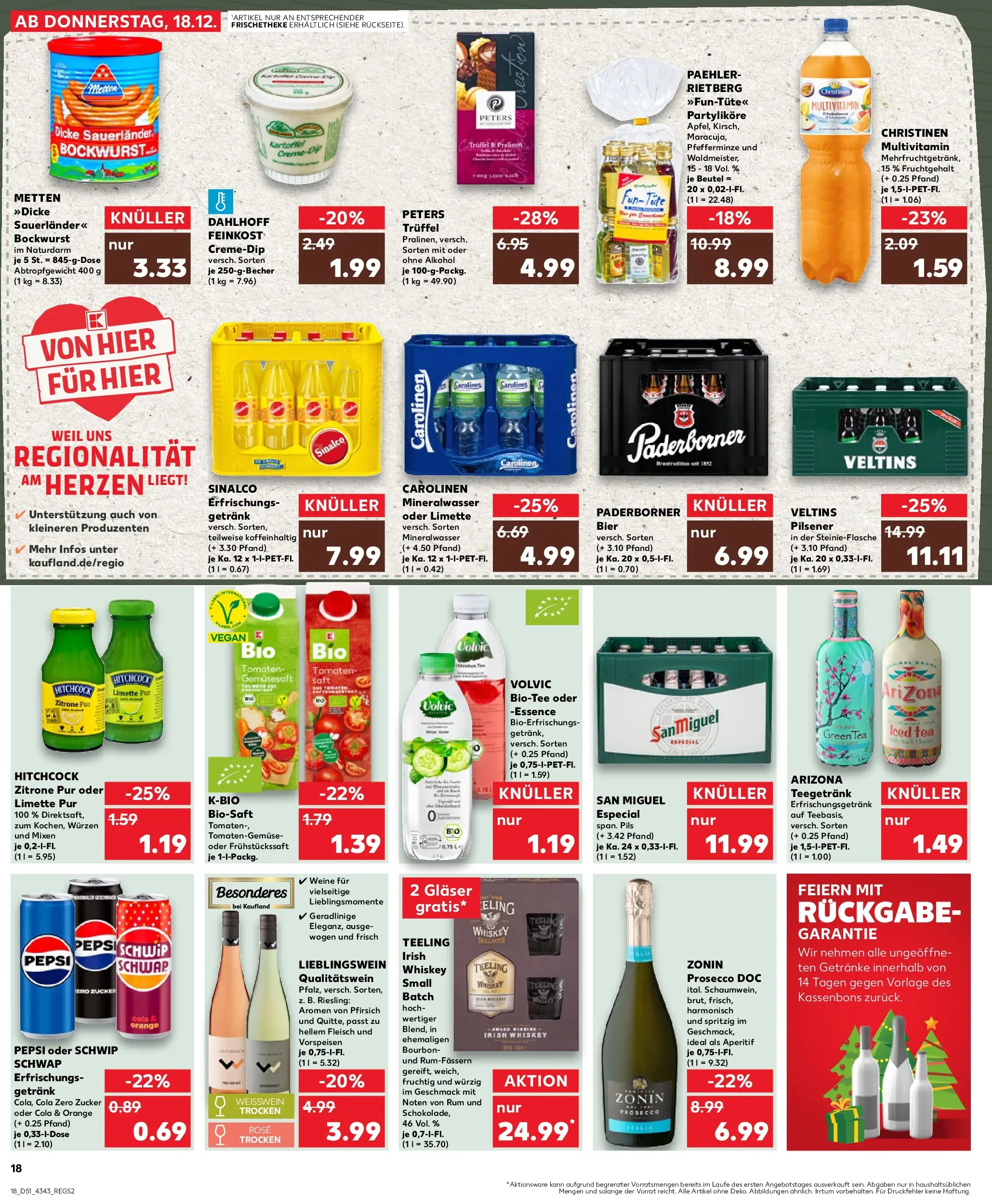 Prospekt Kaufland ab 18.12.2025 » Angebote Online zum Blättern | Seite: 18 | Produkte: Pils, Schwip schwap, Mineralwasser, Limette