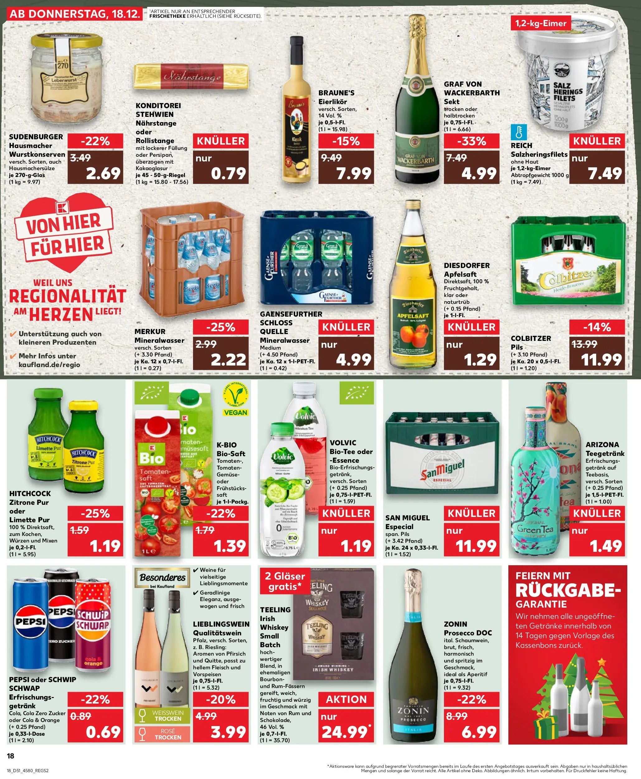 Prospekt Kaufland ab 18.12.2025 » Angebote Online zum Blättern | Seite: 18 | Produkte: Cola, Tomaten, Zucker, Saft