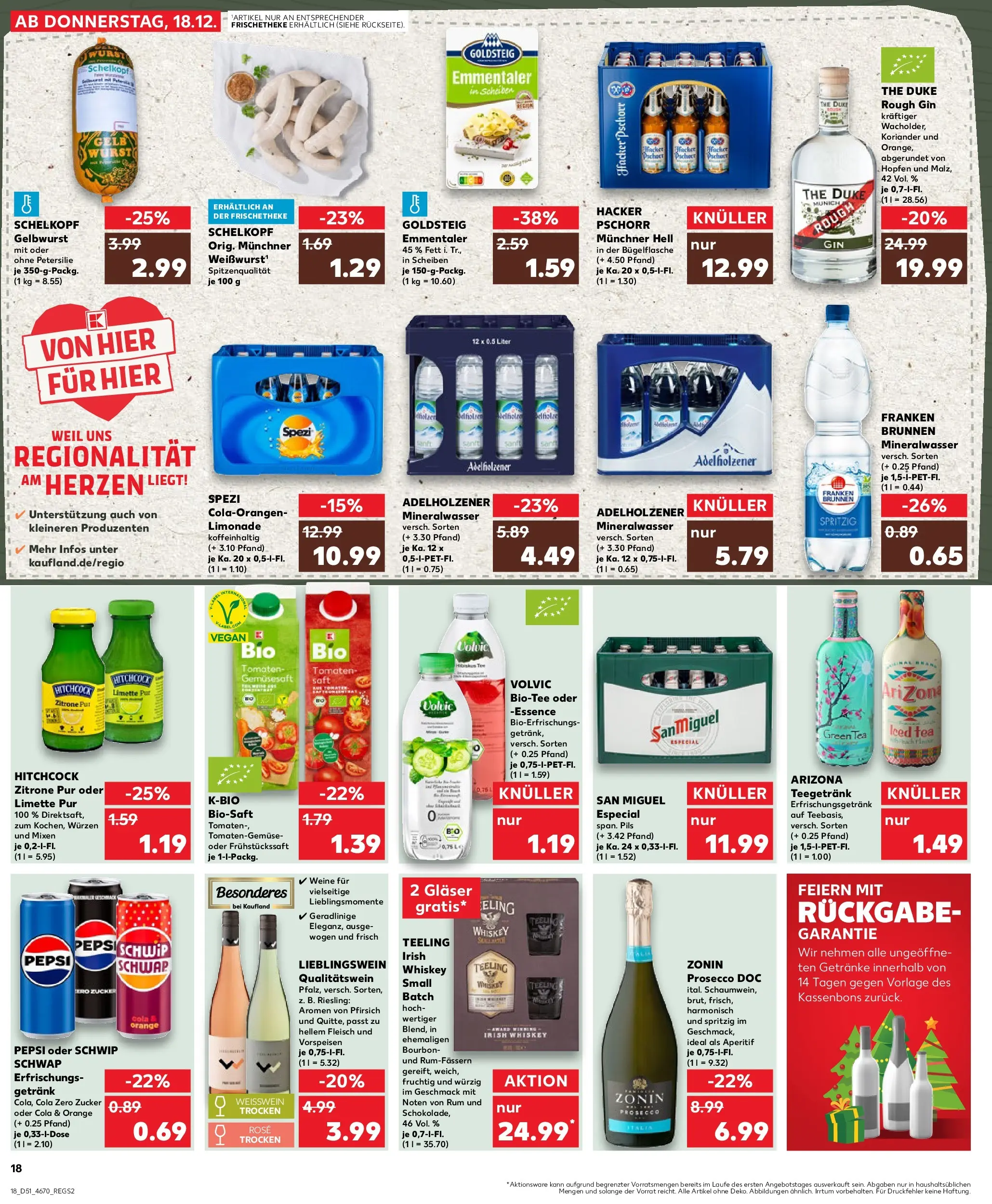 Prospekt Kaufland ab 18.12.2025 » Angebote Online zum Blättern | Seite: 18 | Produkte: Mineralwasser, Pfirsich, Pepsi, Volvic